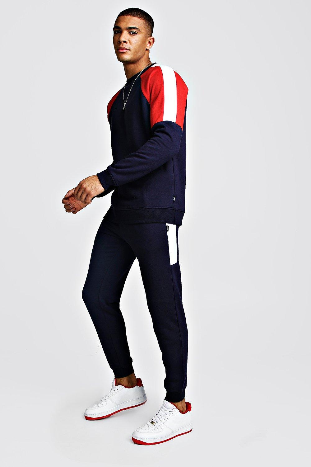 boohooman navy tracksuit