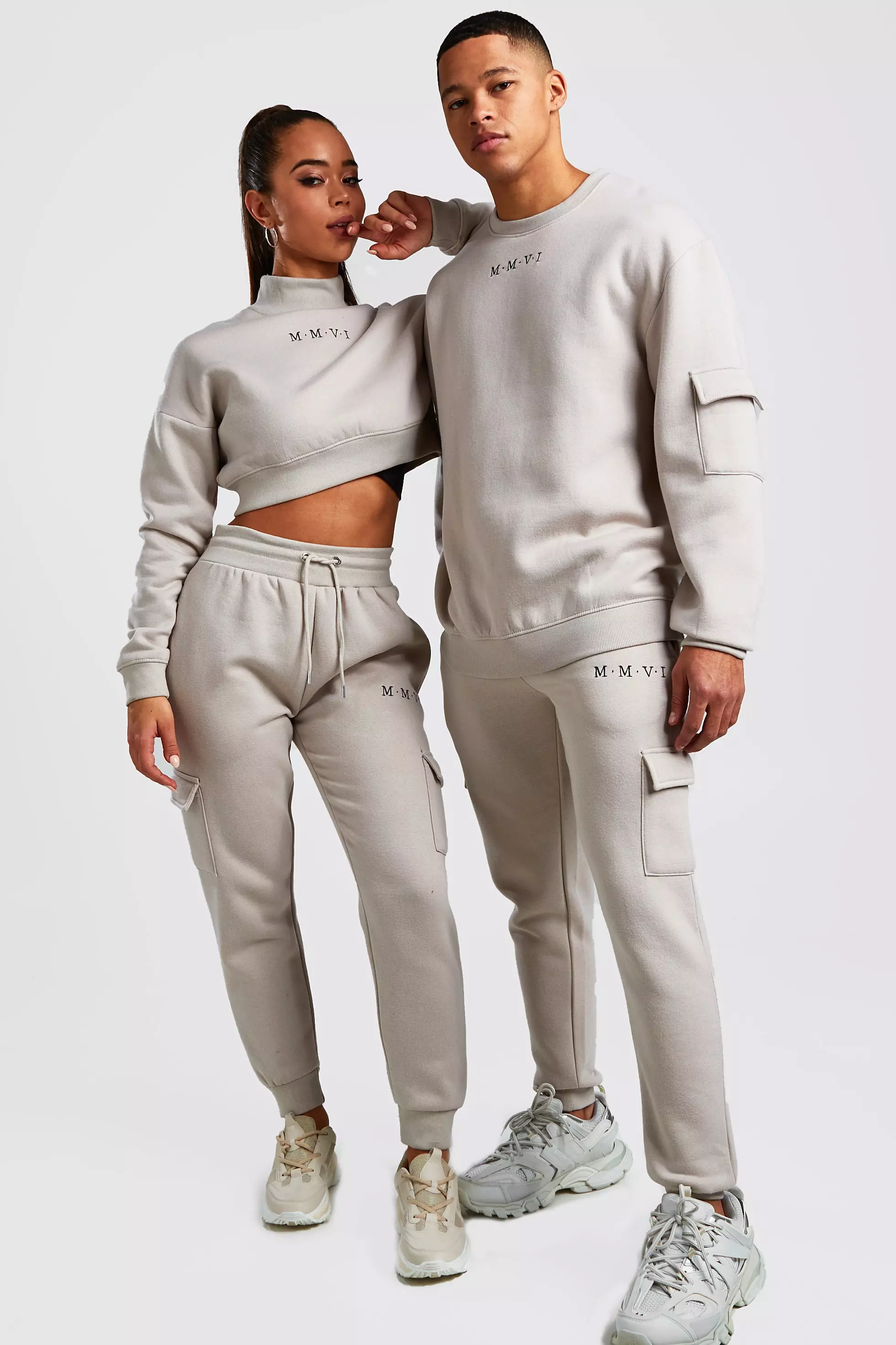 Matching his cheap and hers tracksuit