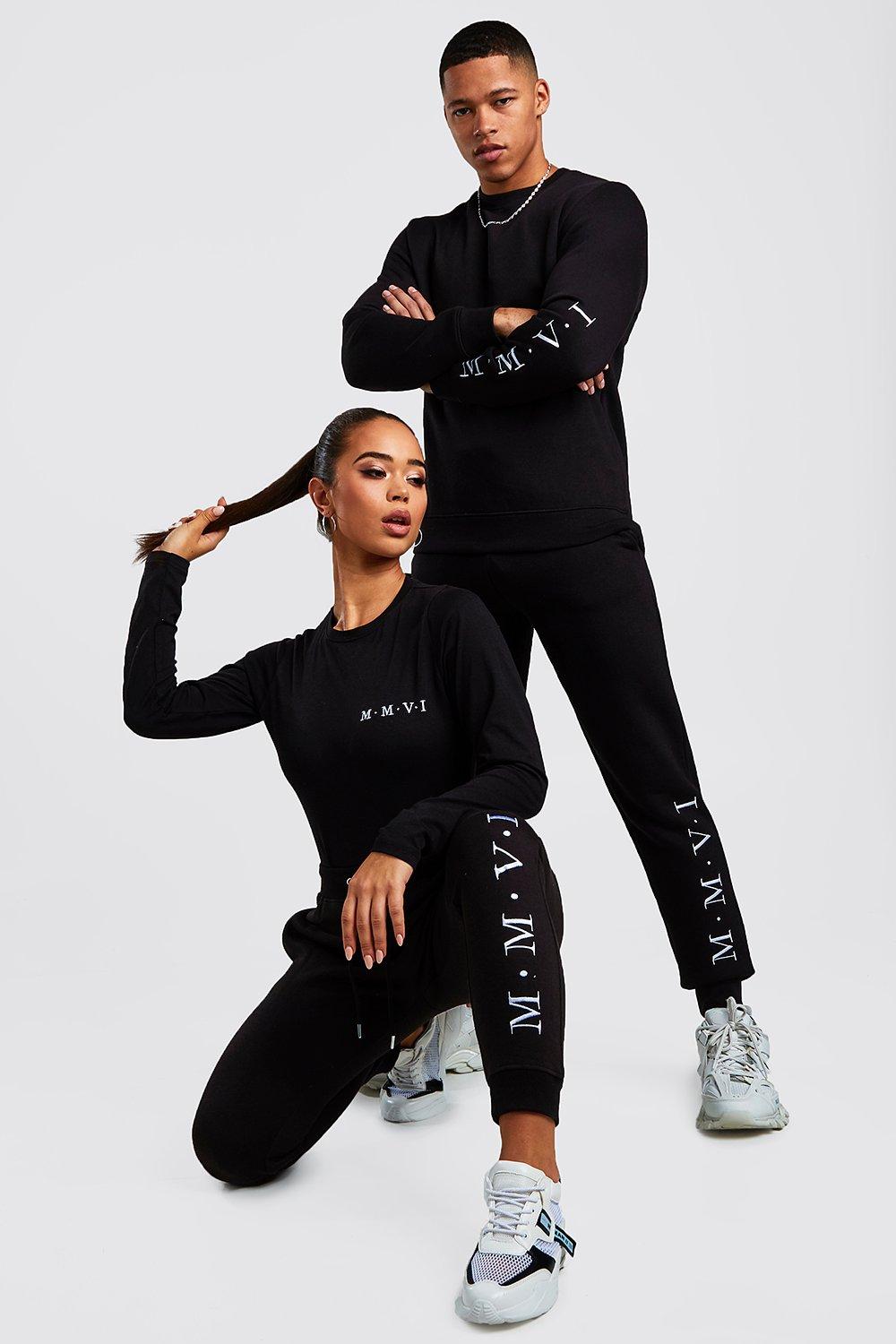 

His Embroidered Sweater Tracksuit, Black