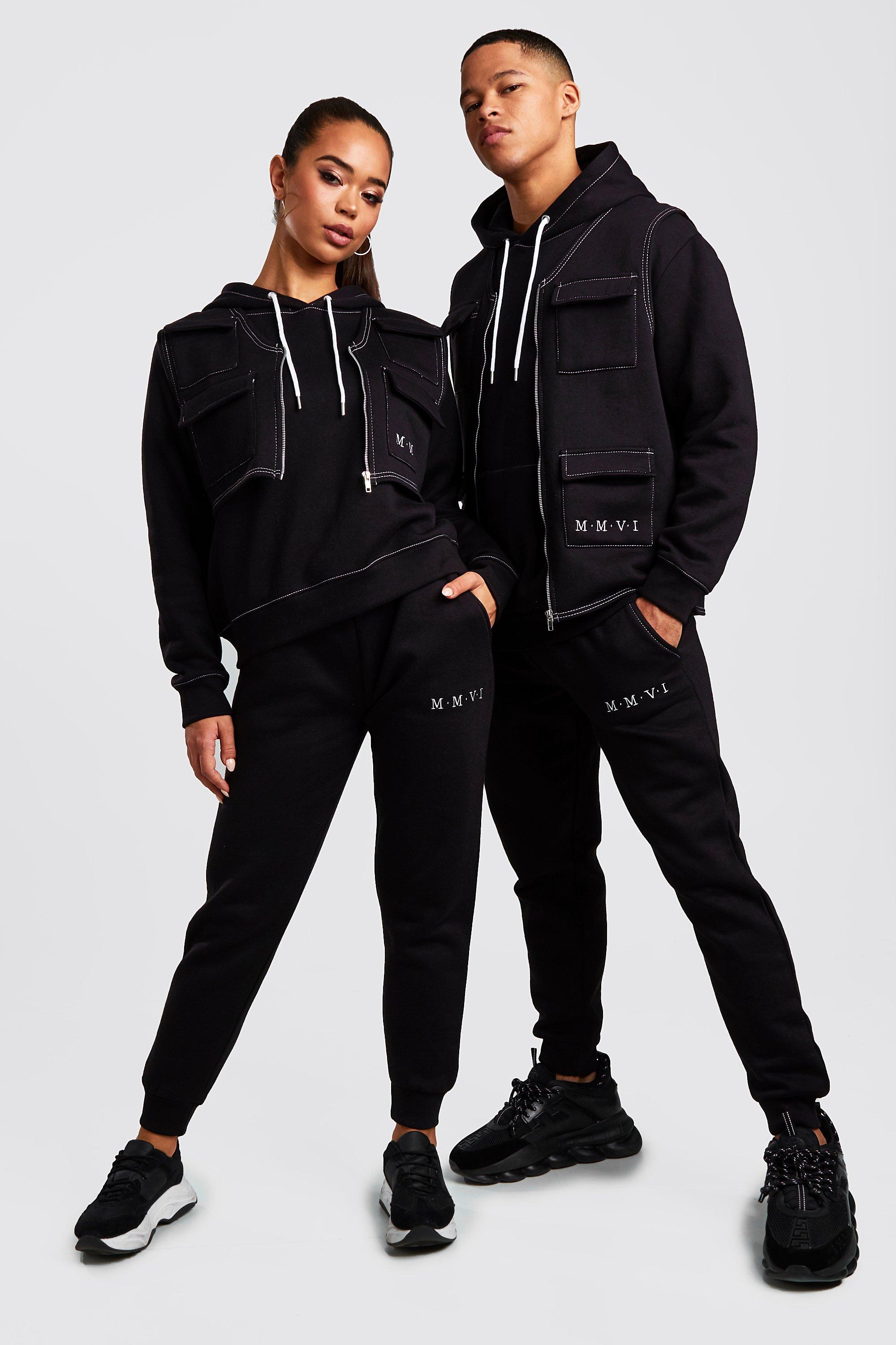 

His 3 Piece Utility Tracksuit With Contrast Stitching, Black