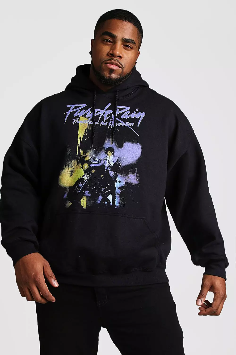 Plus Size Purple Rain License Hoodie boohooMAN USA