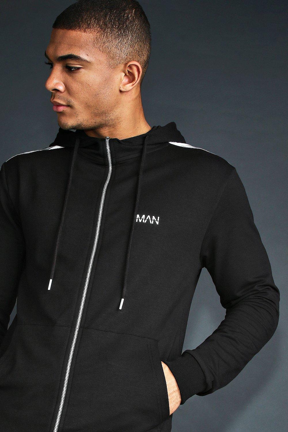 slim fit black zip up hoodie