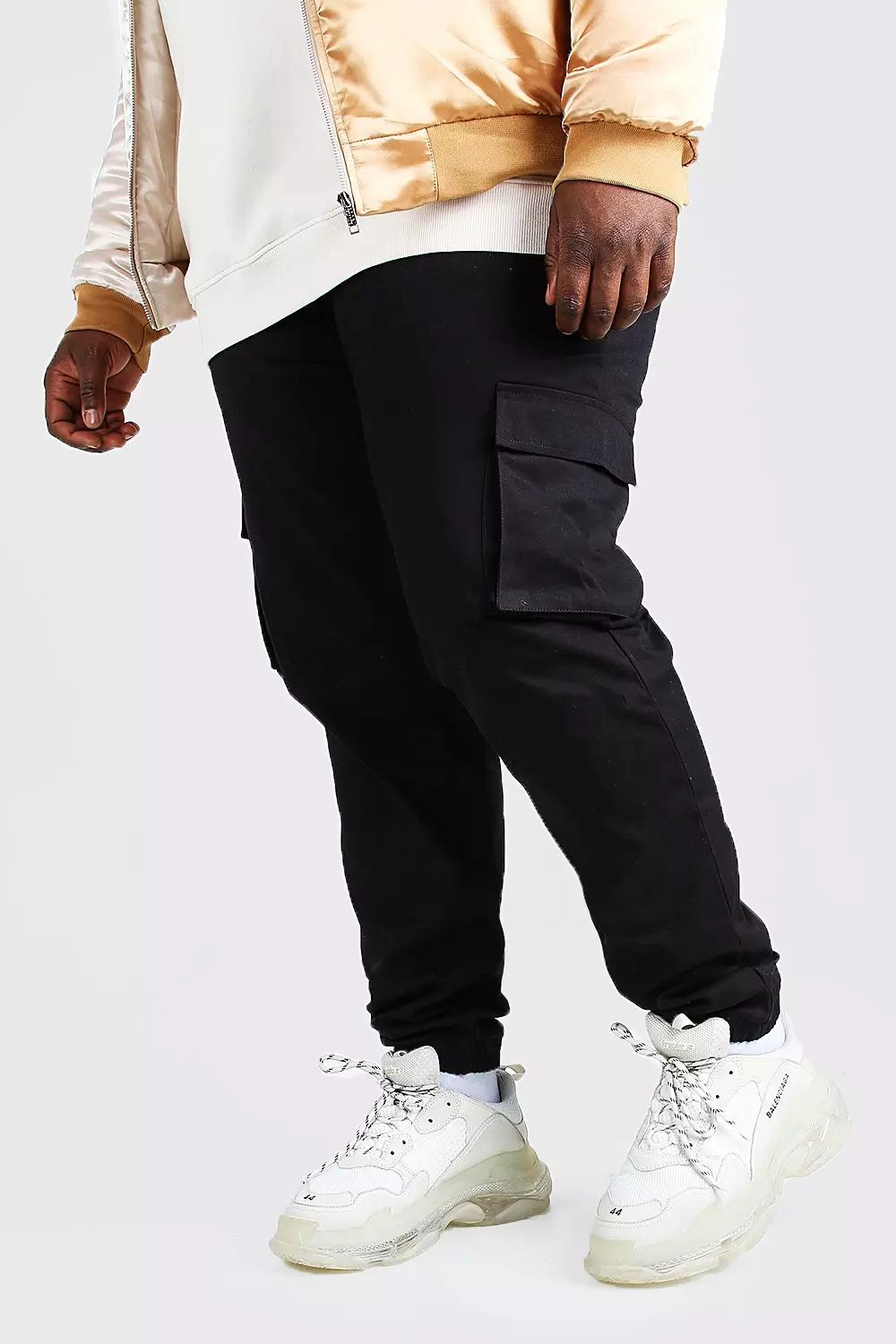 Plus Black Cargo Joggers