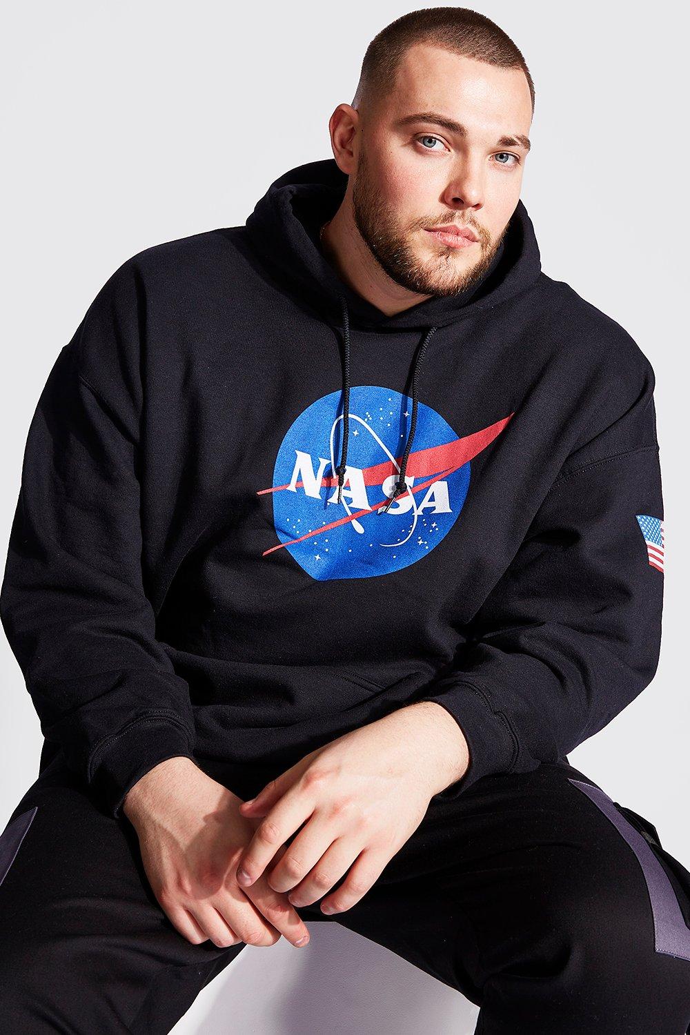 

Big And Tall NASA Front And Sleeve Print Hoodie, Black