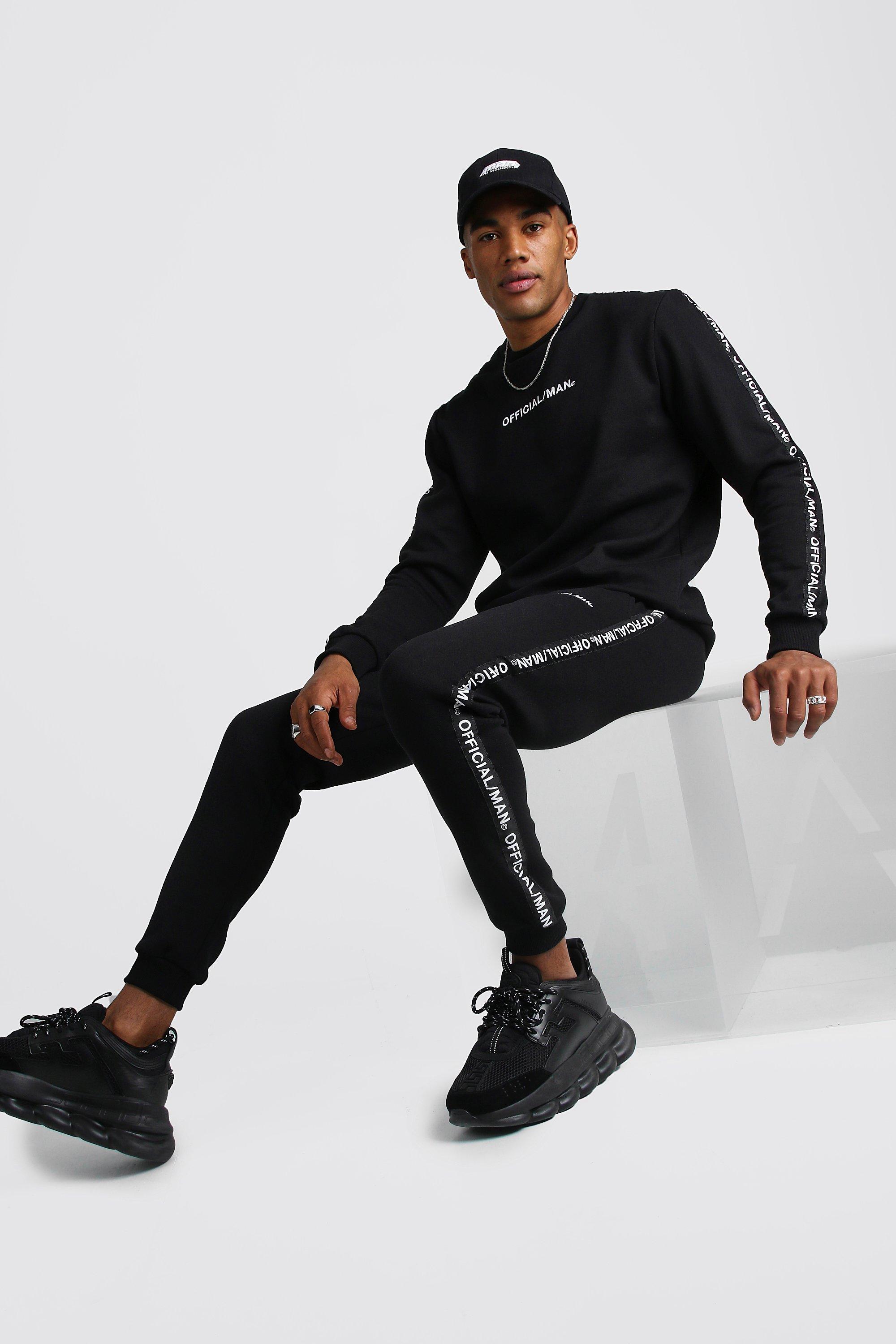 

Official MAN Tape Sweater Tracksuit, Black