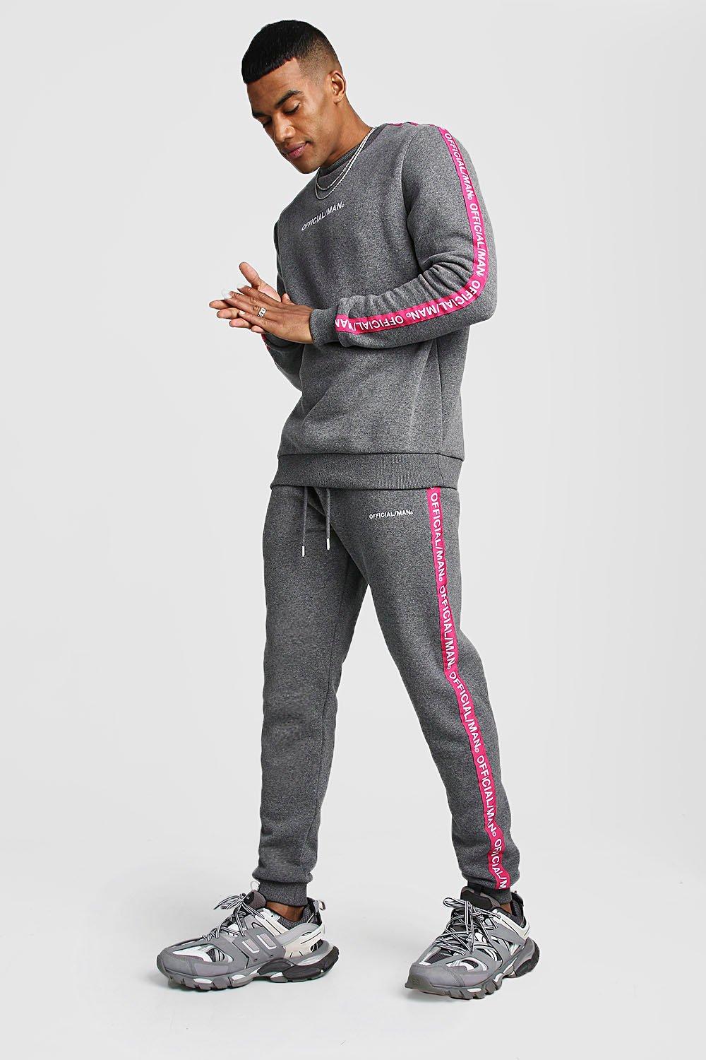 

Official MAN Tape Sweater Tracksuit, Charcoal