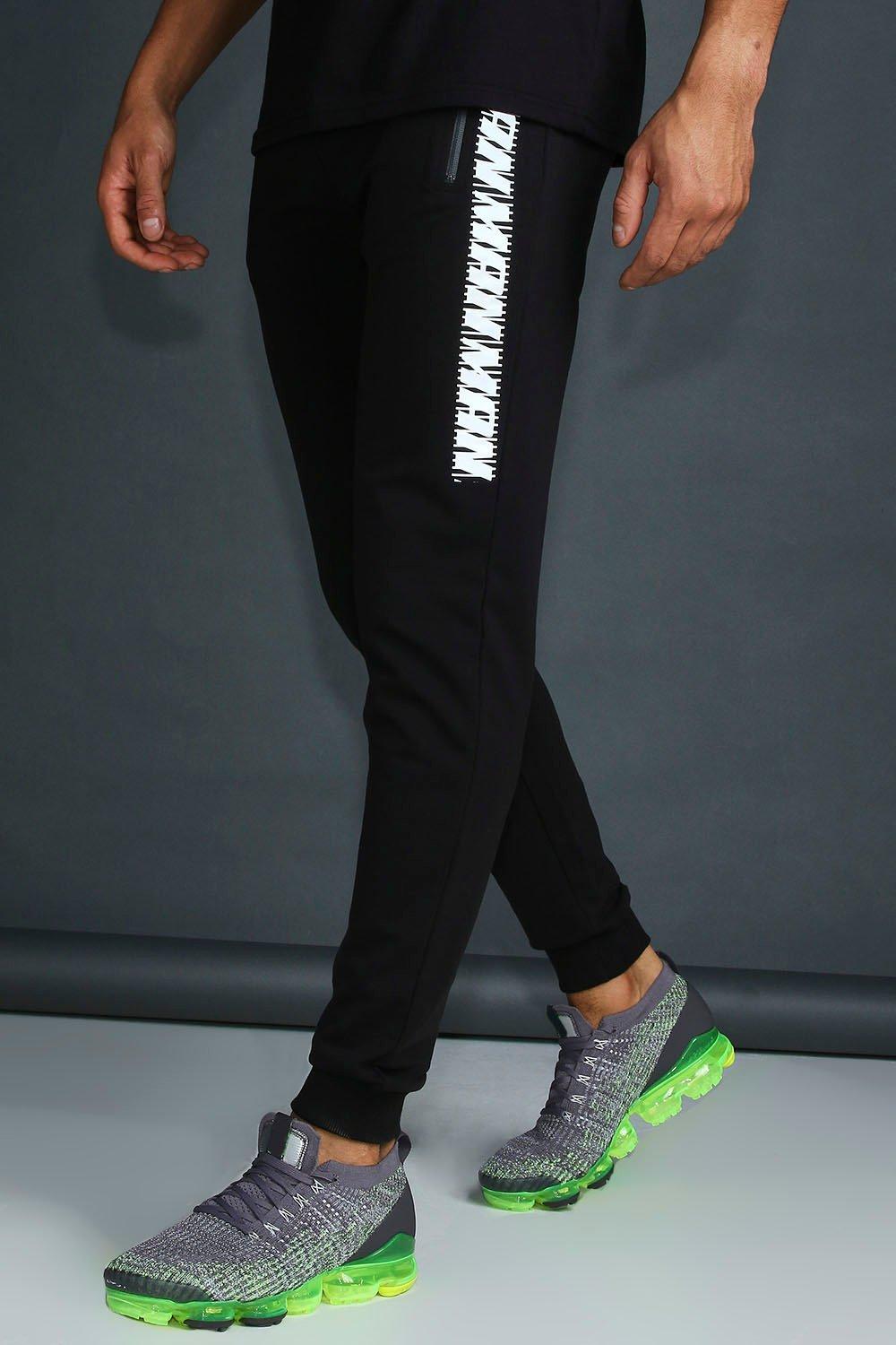 

MAN Active Skinny Fit Joggers With Placement Print, Black