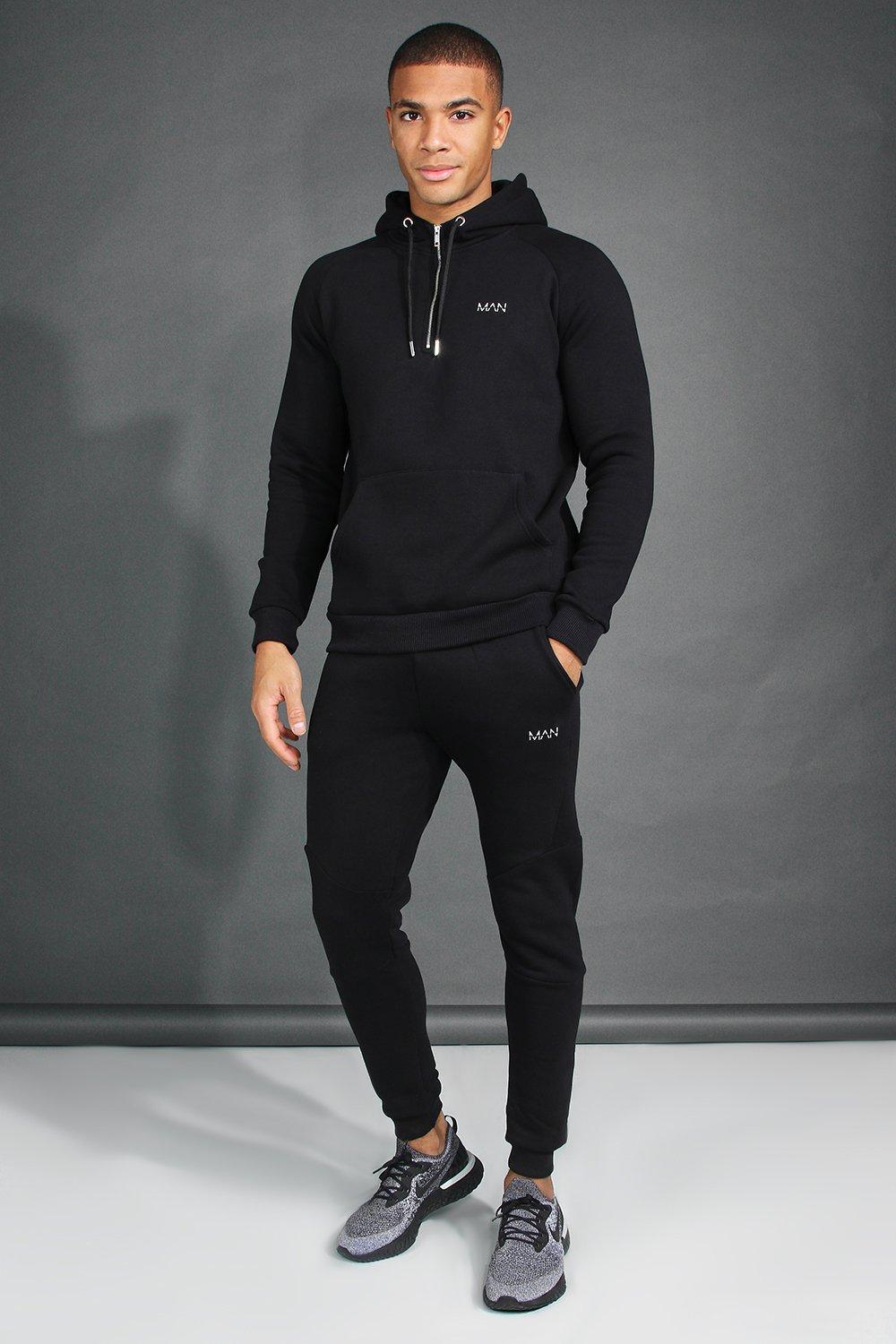 

MAN Active Tapered 1/4 Zip Tracksuit, Black