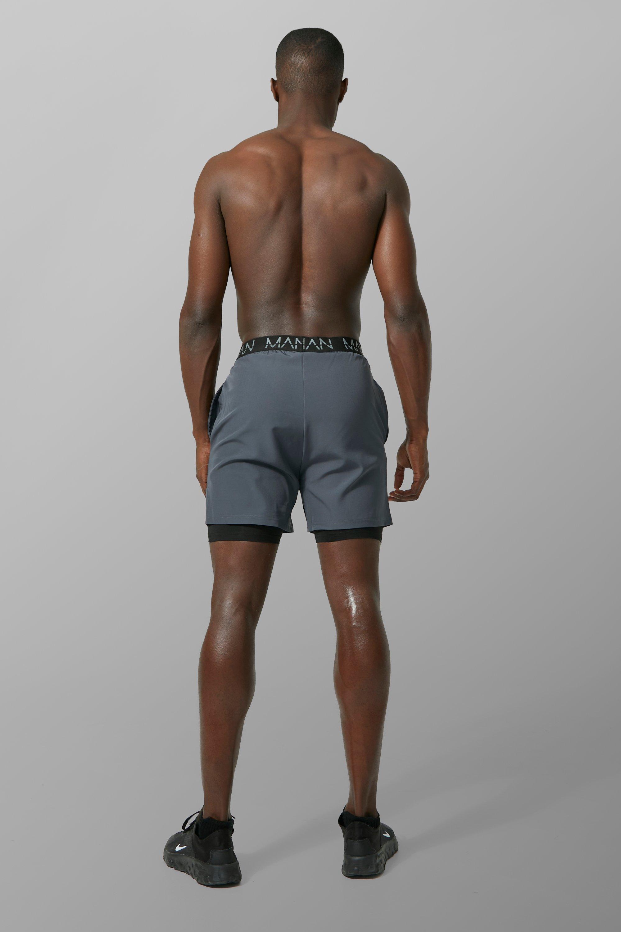 

MAN Active 2 In 1 Shorts, Charcoal