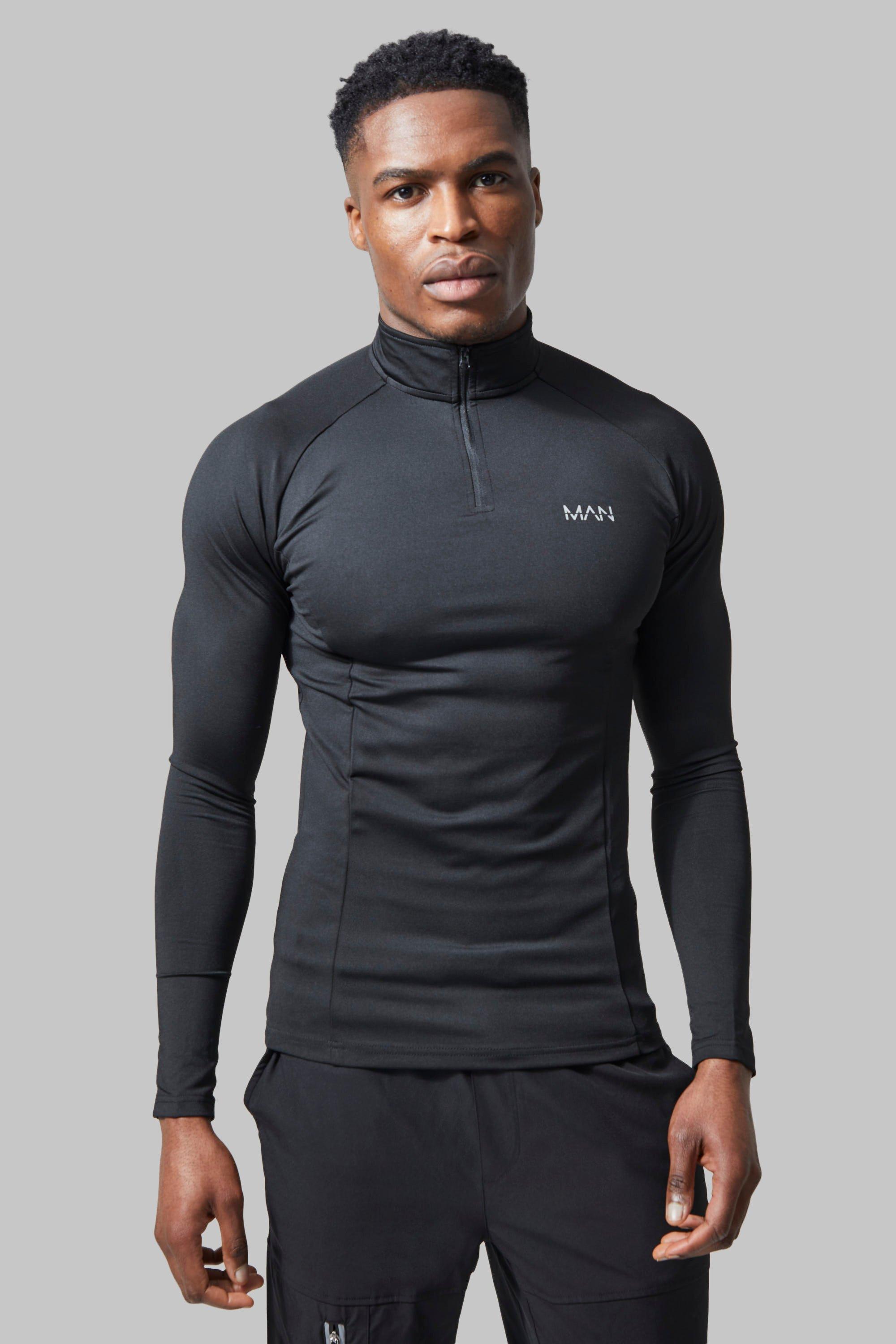 Mens black outlet muscle fit hoodie