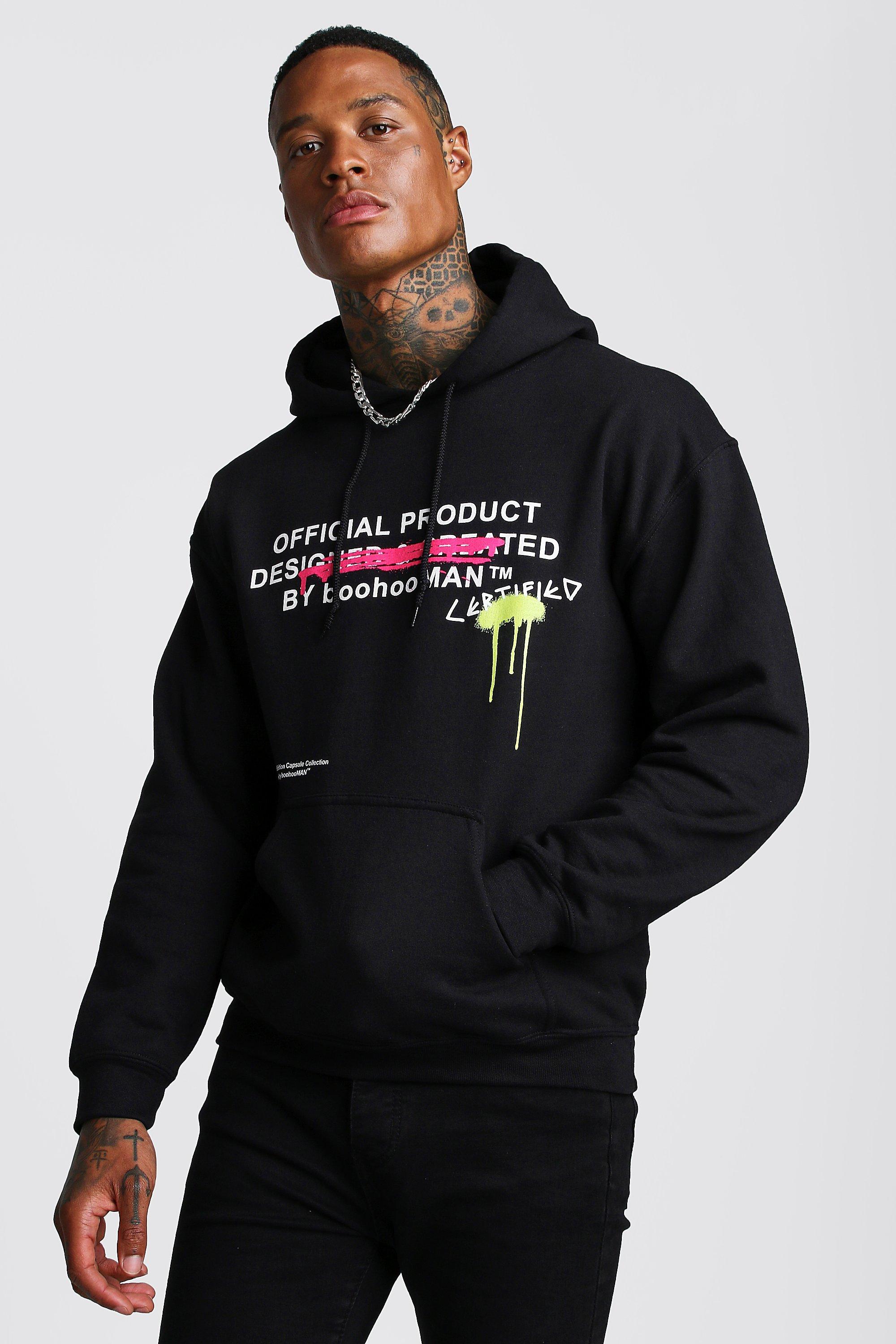 

Certified Graffiti Front Print Hoodie, Black