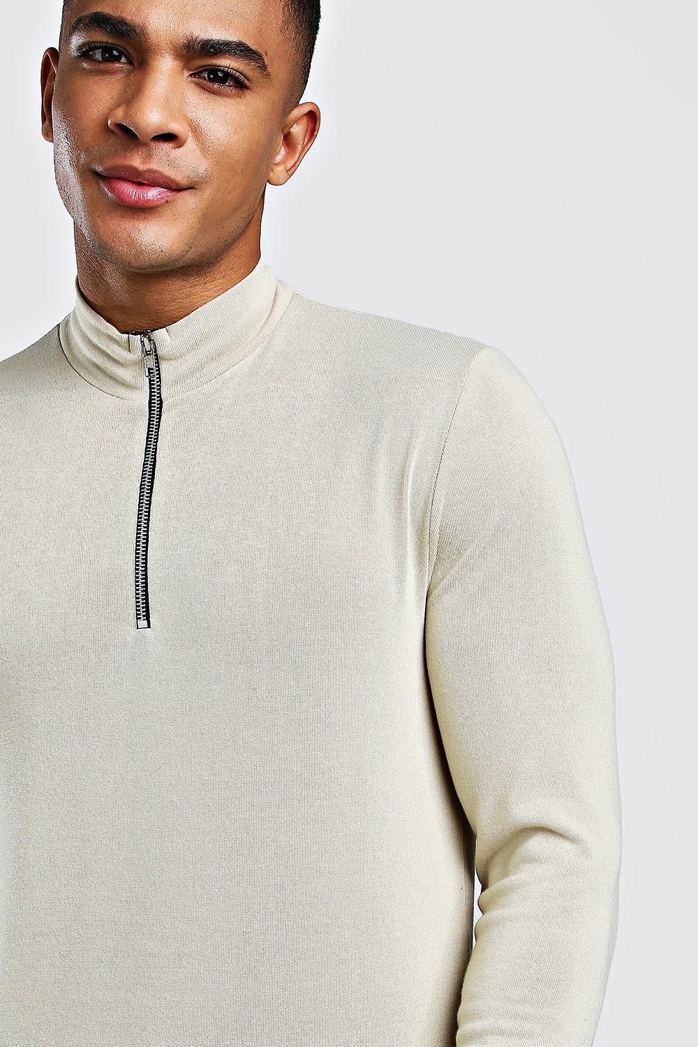 

Half Zip Funnel Neck Jumper, Camel