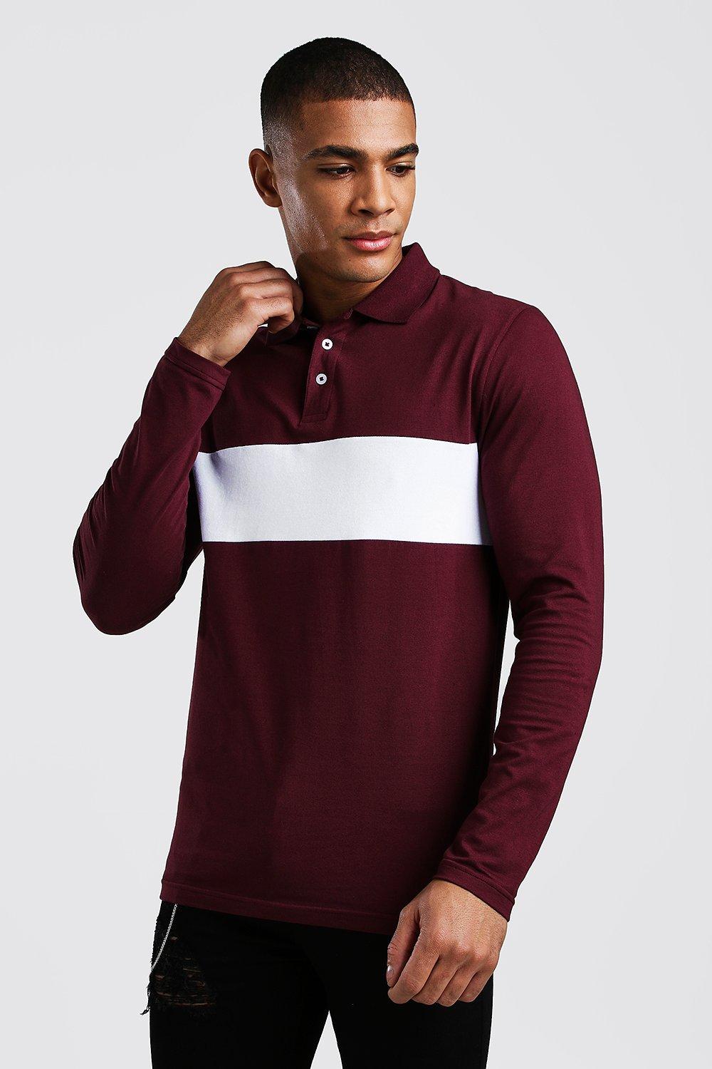 muscle fit long sleeve polo