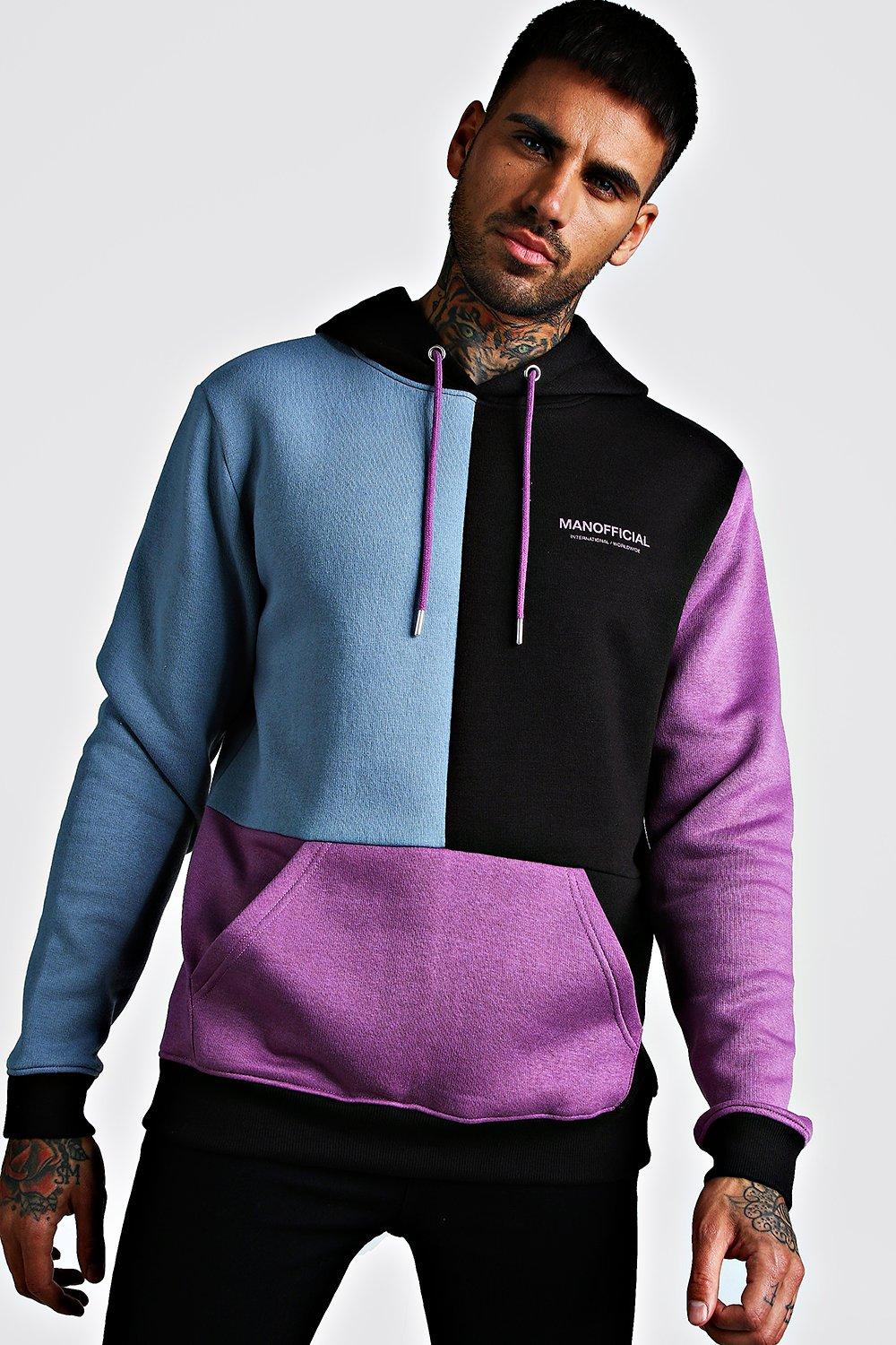 block colour hoodie mens