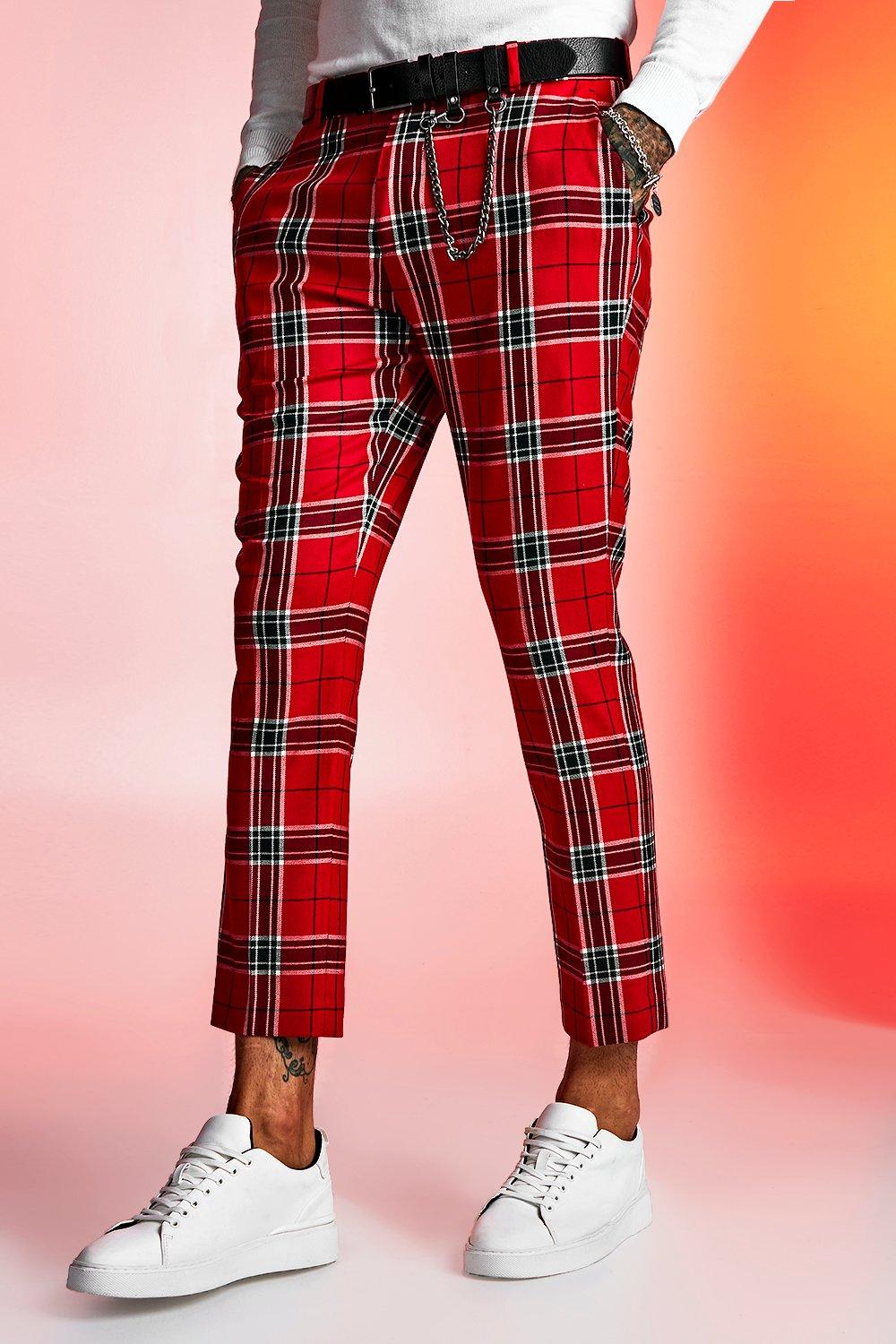 boohooman tartan trousers