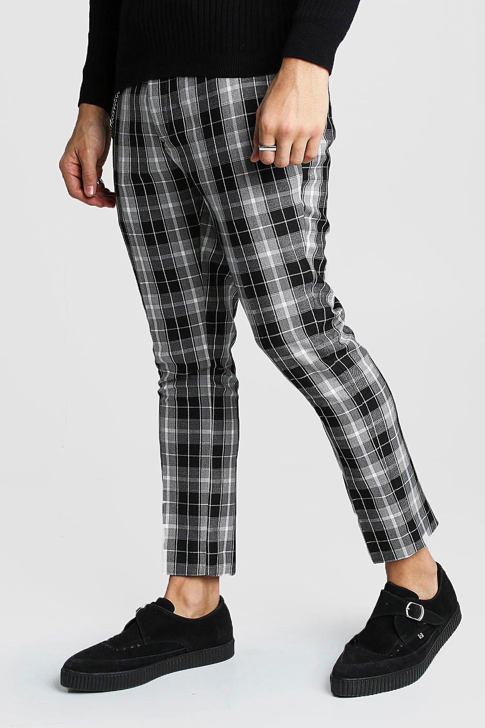 

Mono Tartan Chain Detail Cropped Trouser, Black