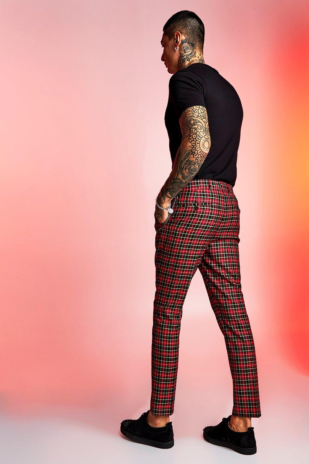 

True Tartan Chain Detail Cropped Trouser, Red