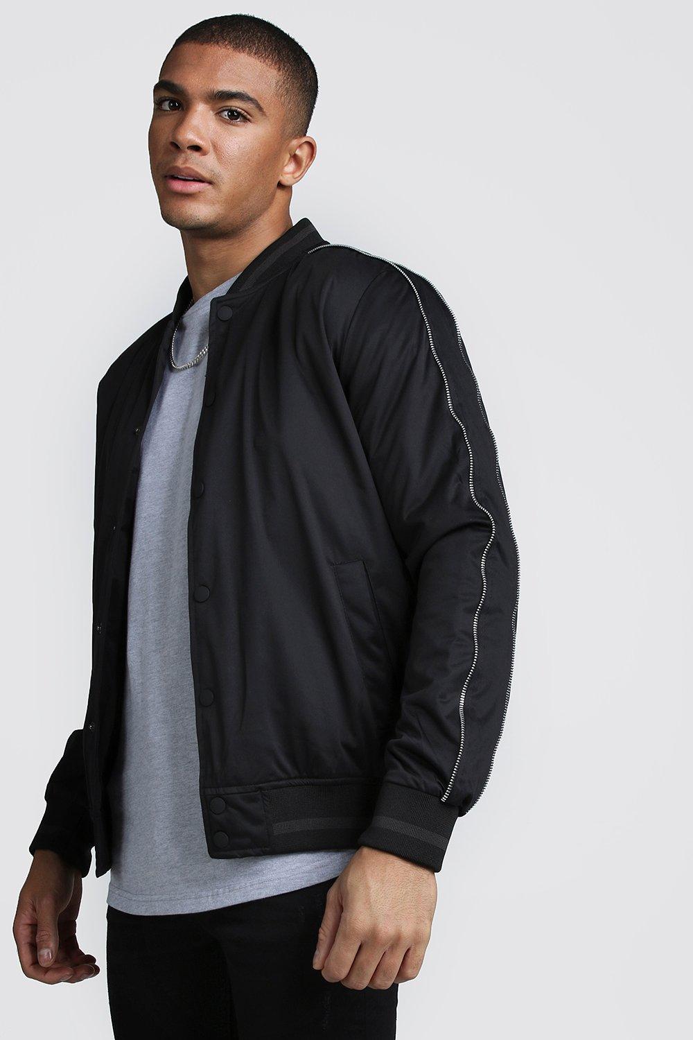 

Button Through Padded Bomber Jacket, Black