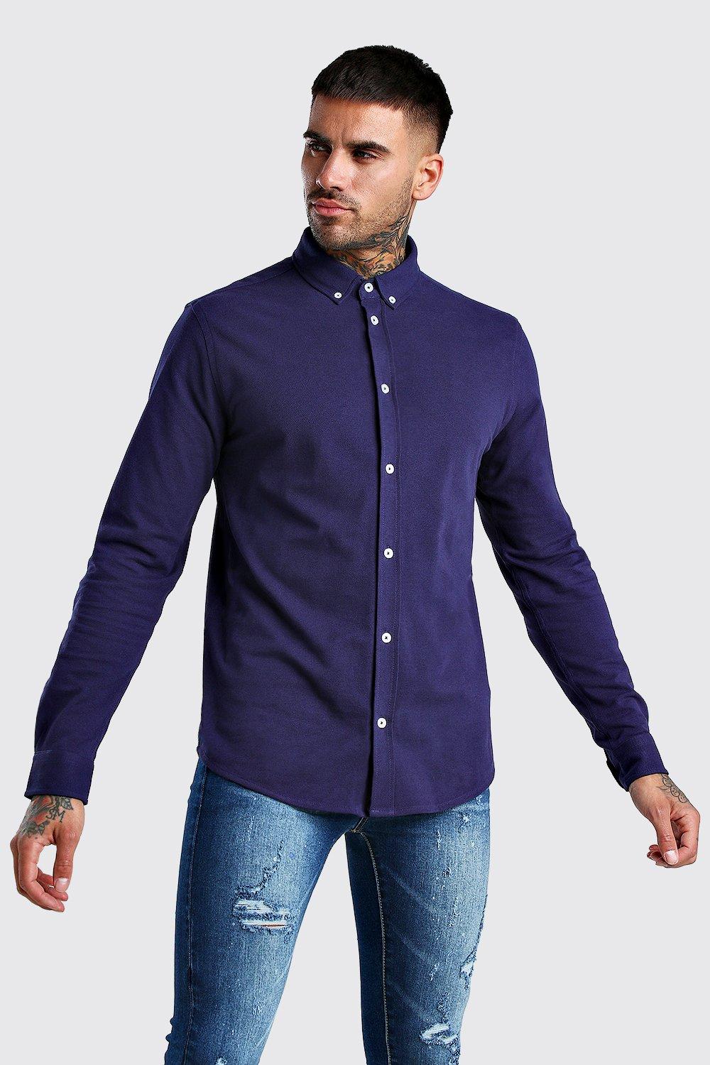 

Short Sleeve Grandad Jersey Shirt, Black
