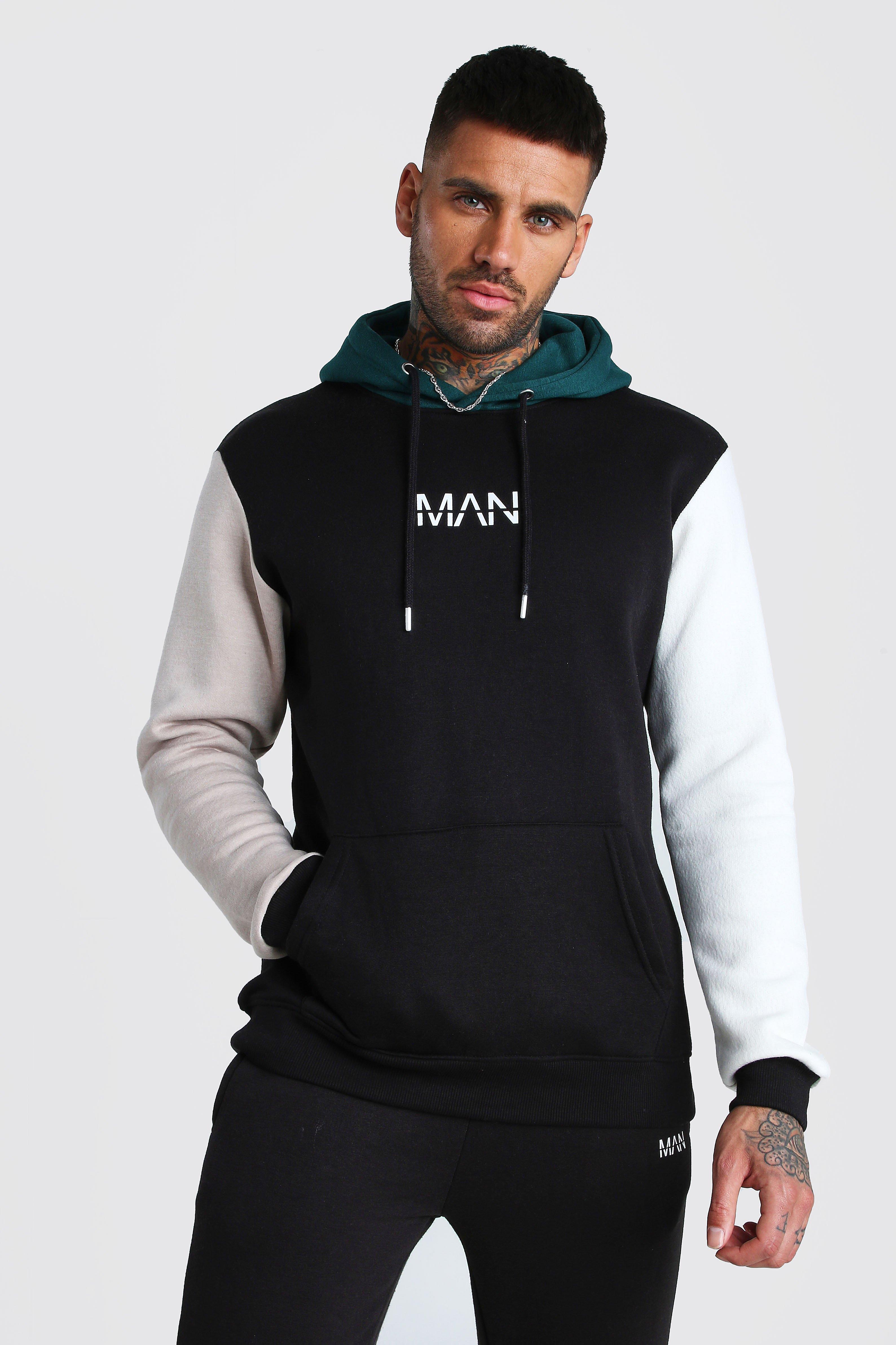 

Original MAN Multi Colour Block Hooded Tracksuit, Black