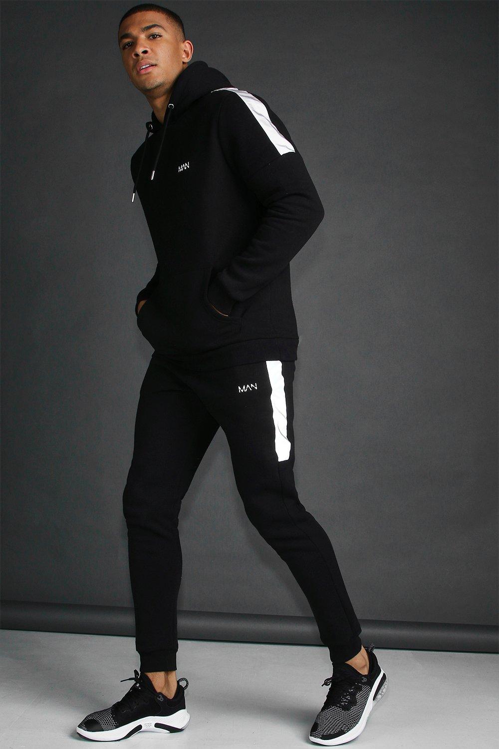 black reflective tracksuit