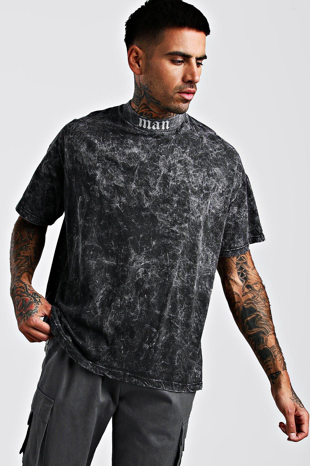 

Gothic MAN Oversized T-Shirt In Acid Wash, Charcoal