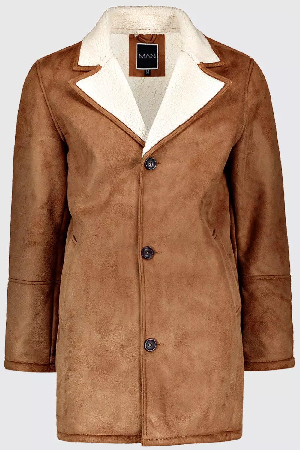 Faux suede jacket 2024 with borg collar