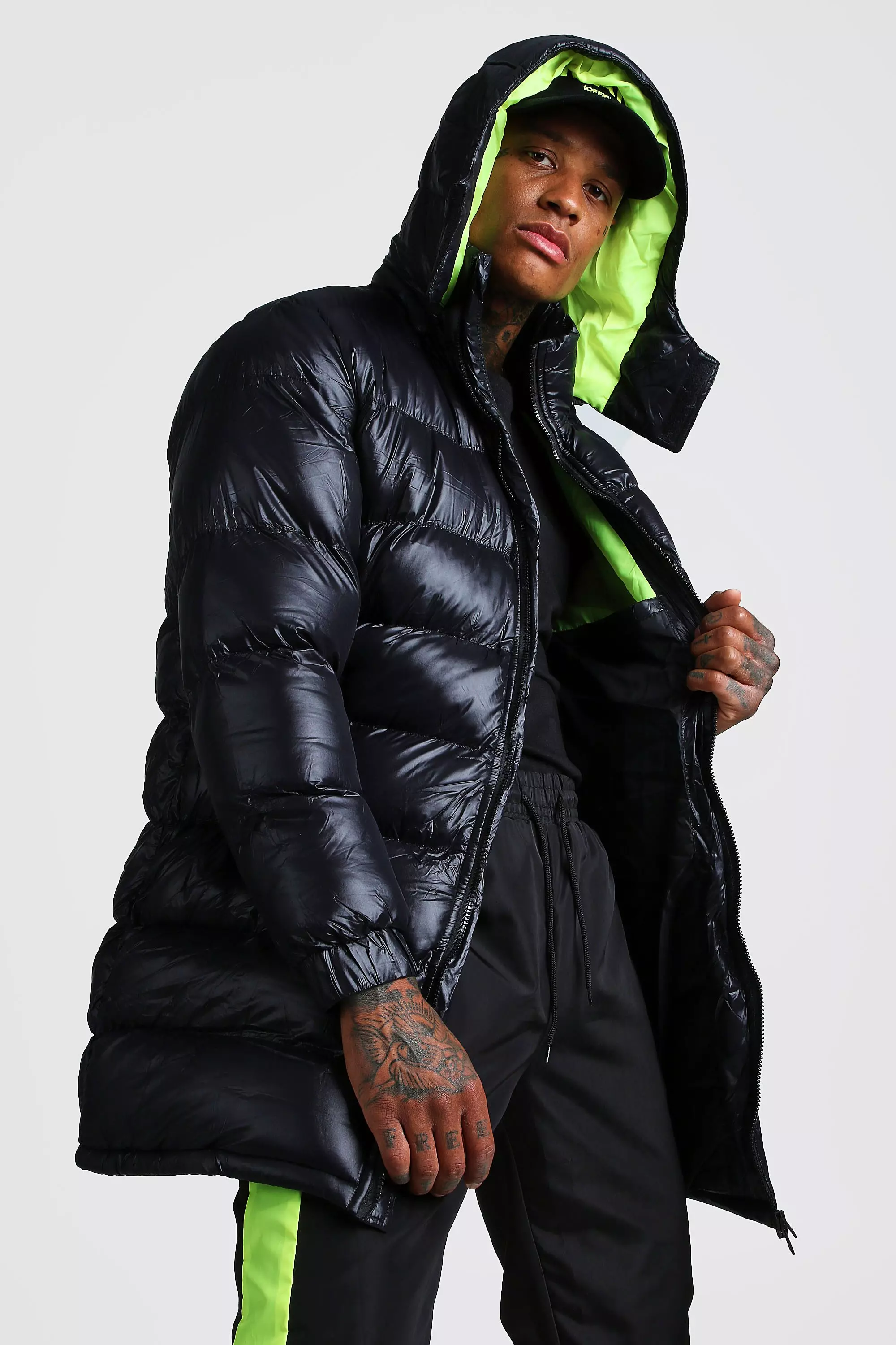 Boohooman long puffer store jacket