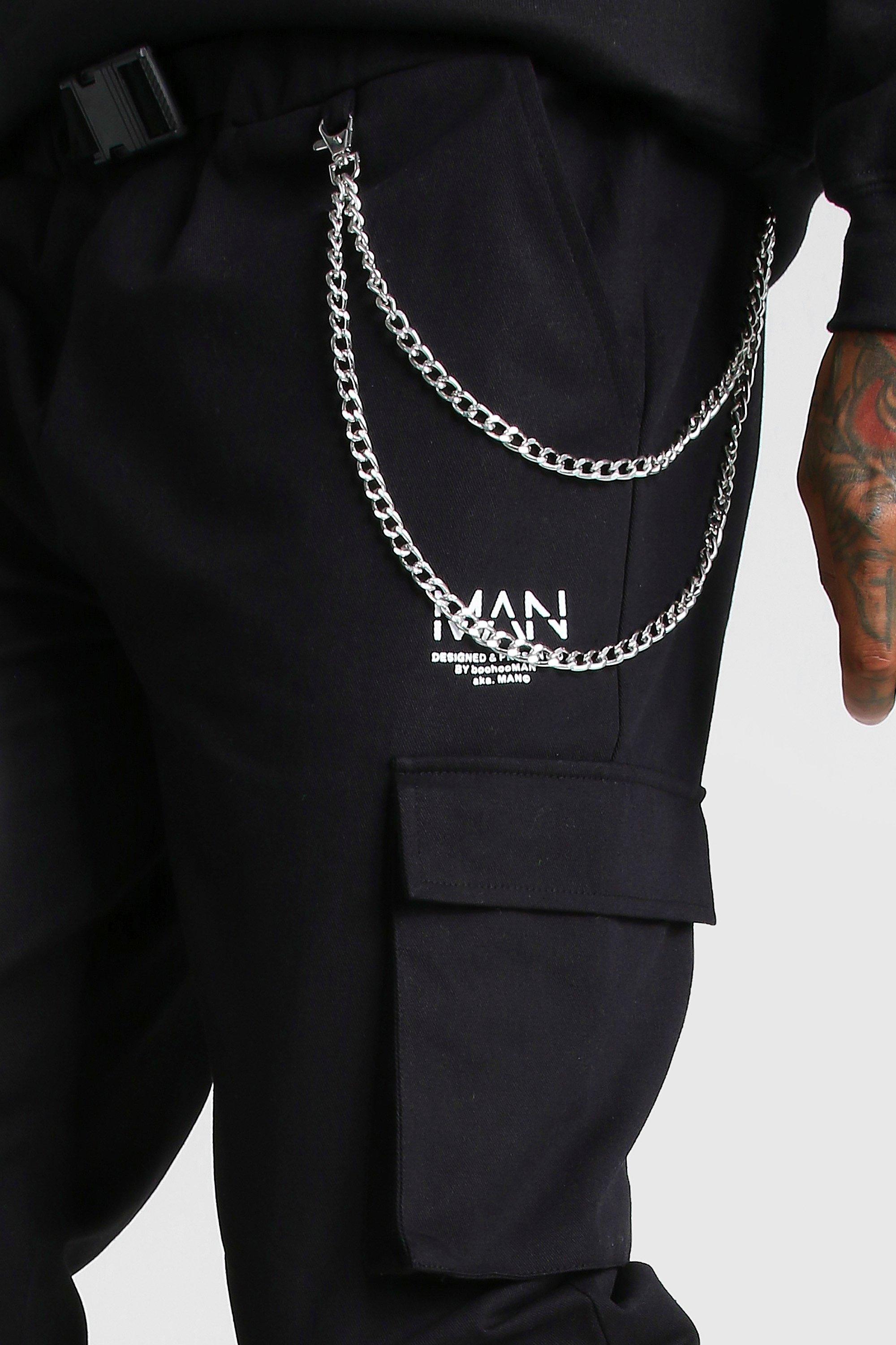 cargo pants with chain mens
