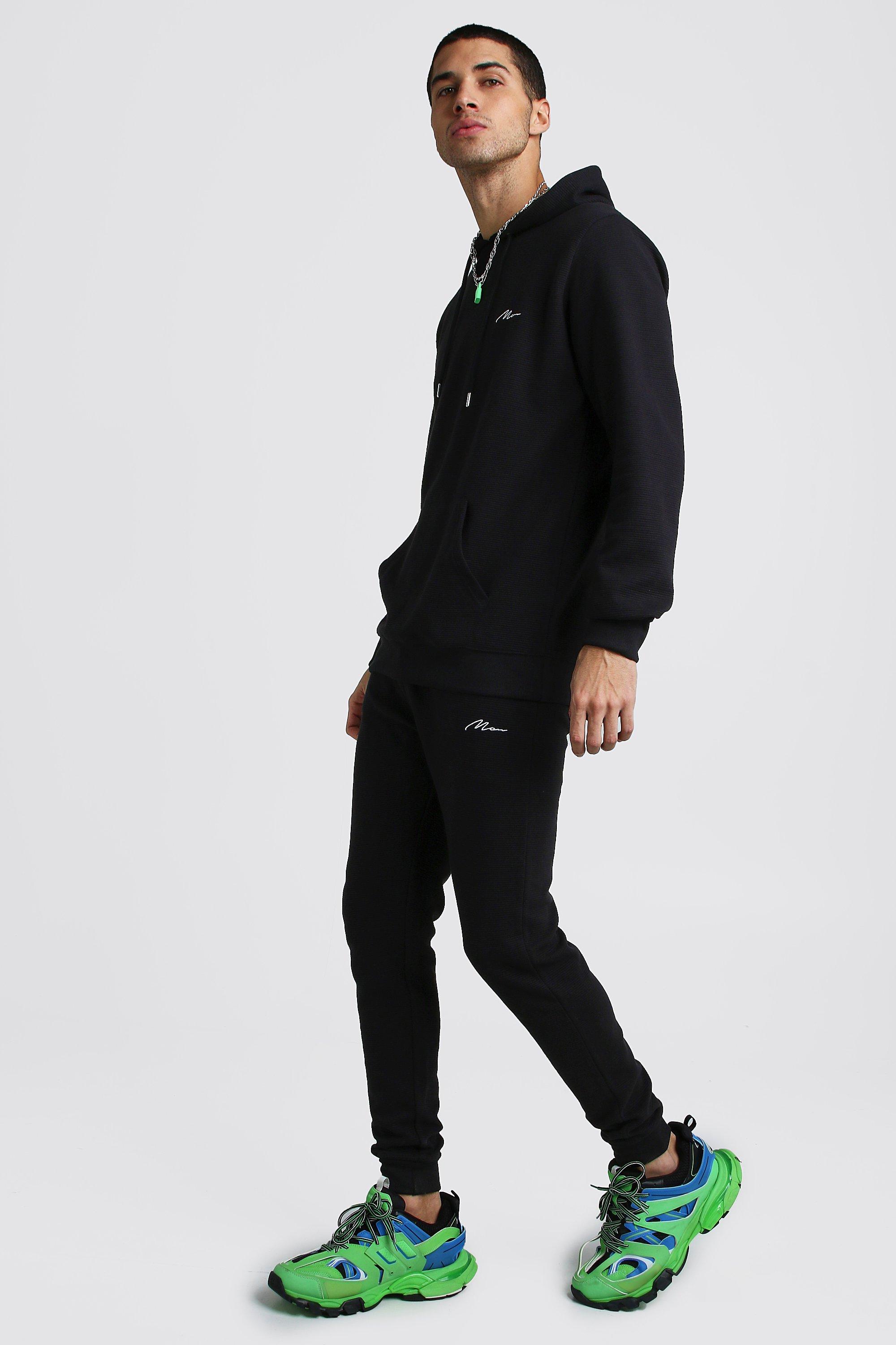 black ribbed tracksuit
