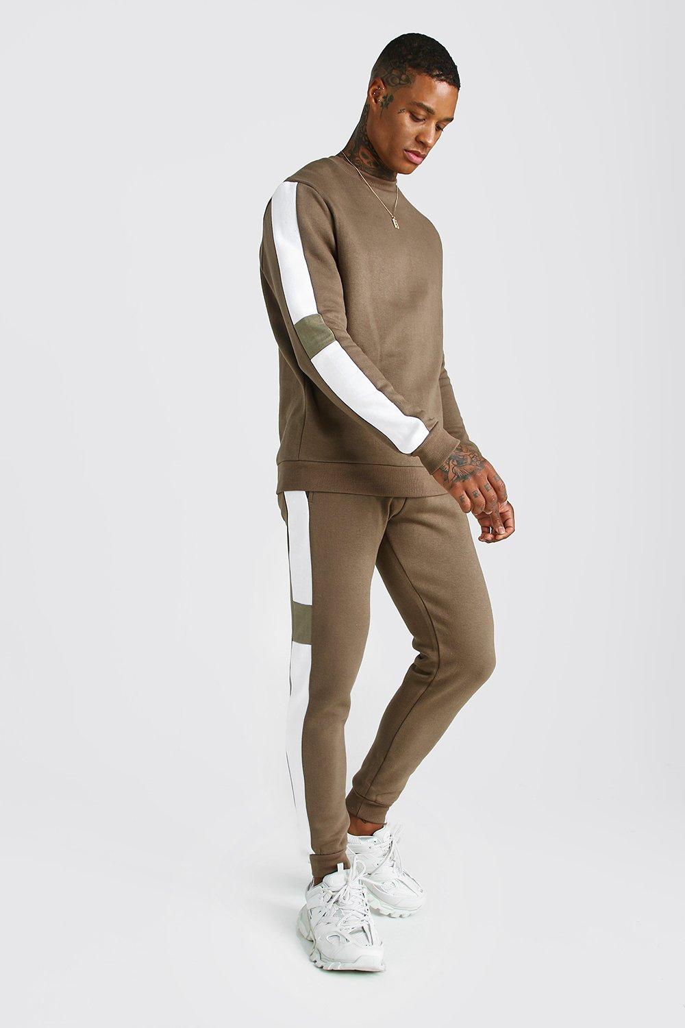

Sweater Tracksuit With Contrast Side Panels, Khaki