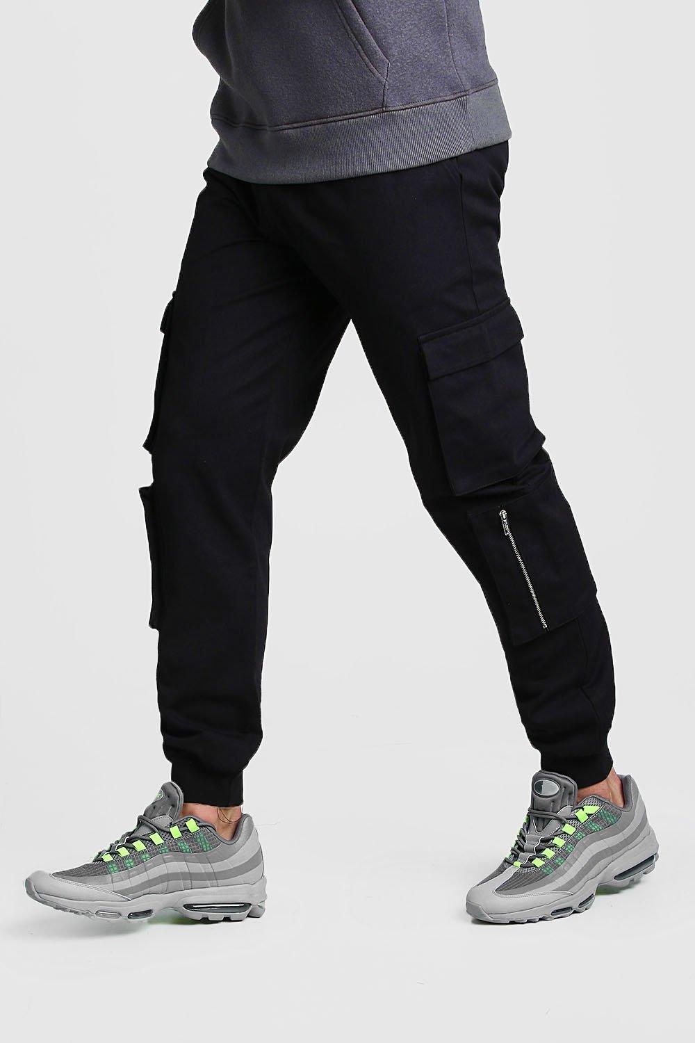 cuffed black cargo pants