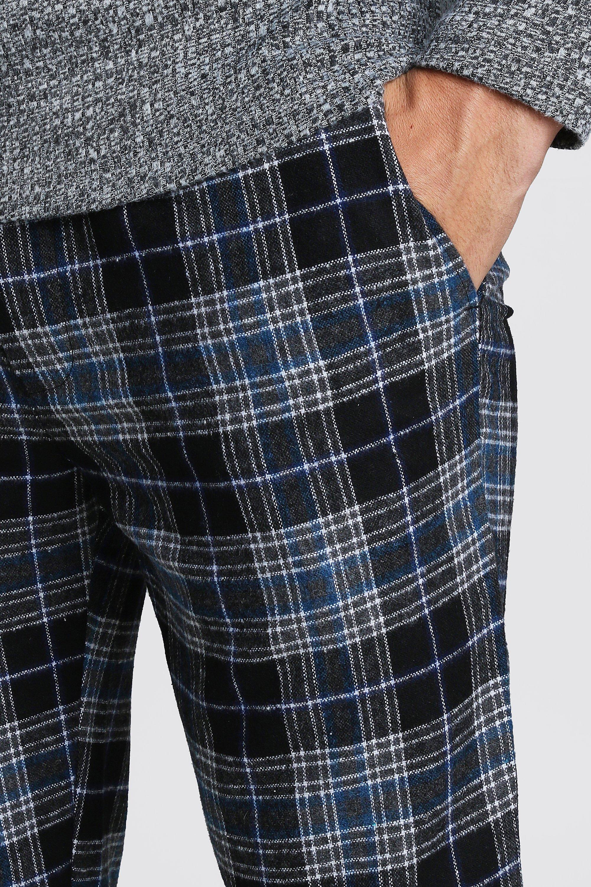 

Wool Look Check Smart Cropped Jogger, Navy