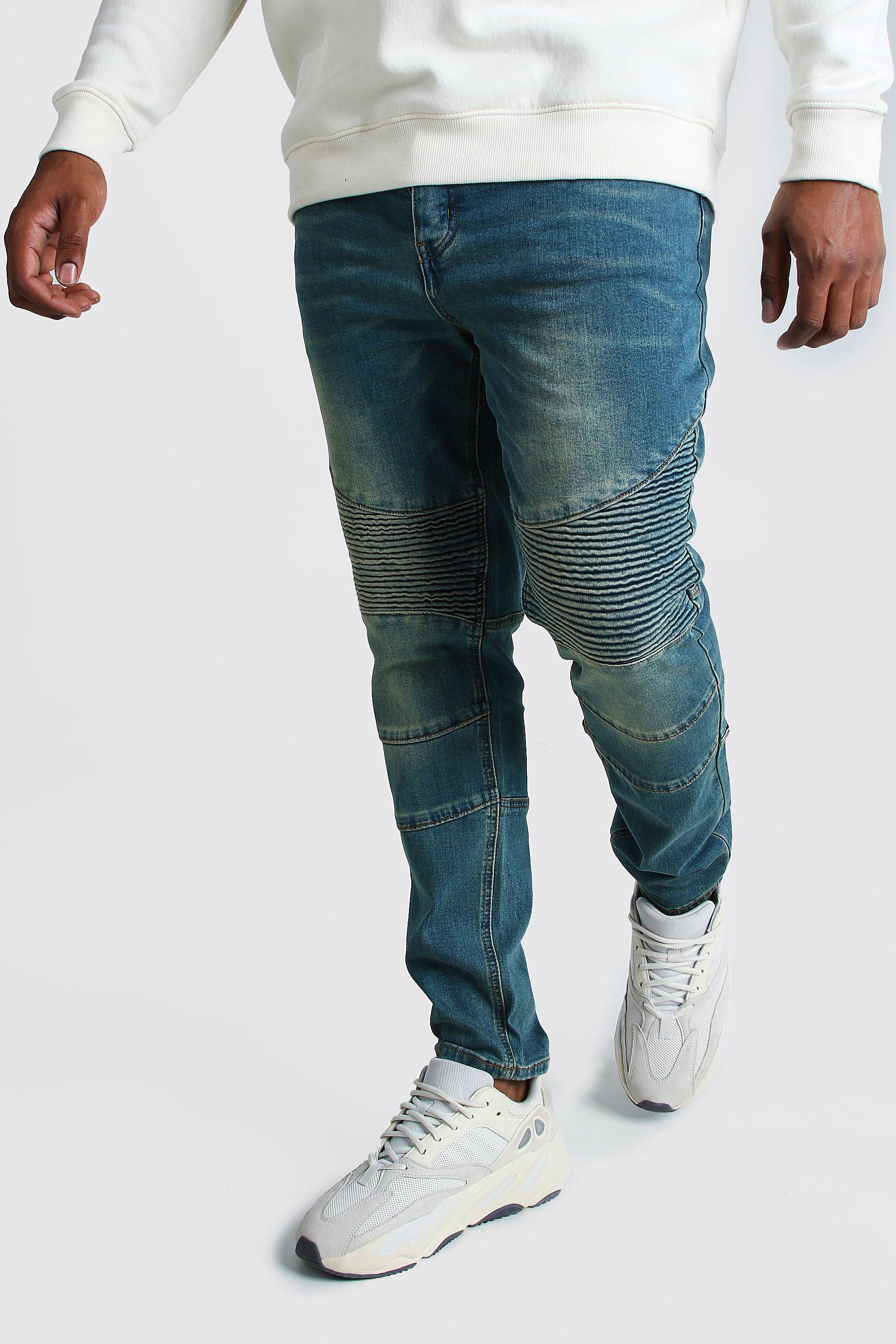 

Big And Tall Skinny Fit Biker Jean, Mid blue