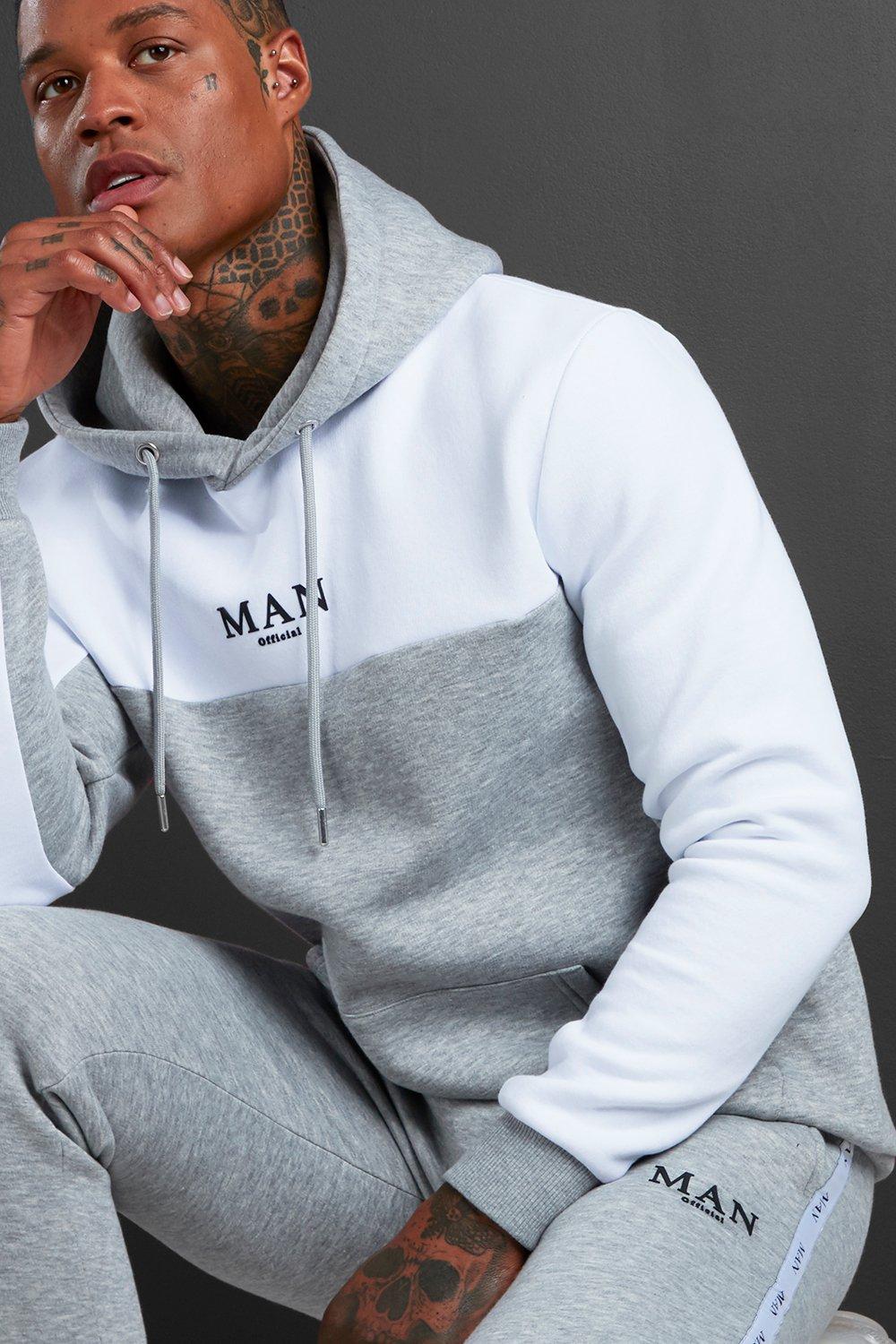 grey hooded tracksuit