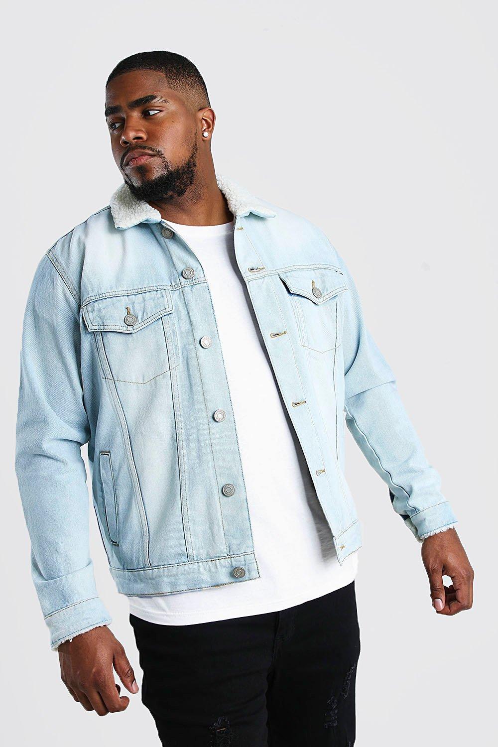 plus size borg denim jacket