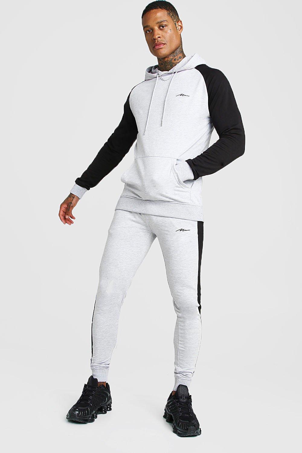 grey muscle fit tracksuit