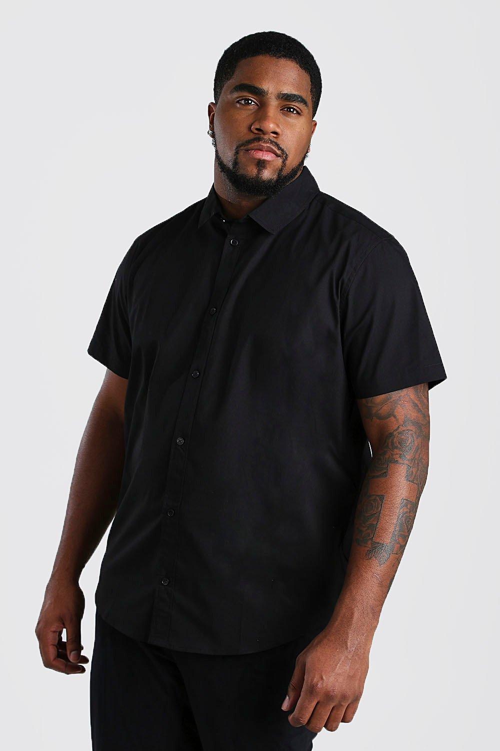 

Big And Tall Short Sleeve Cotton Poplin Shirt, Black