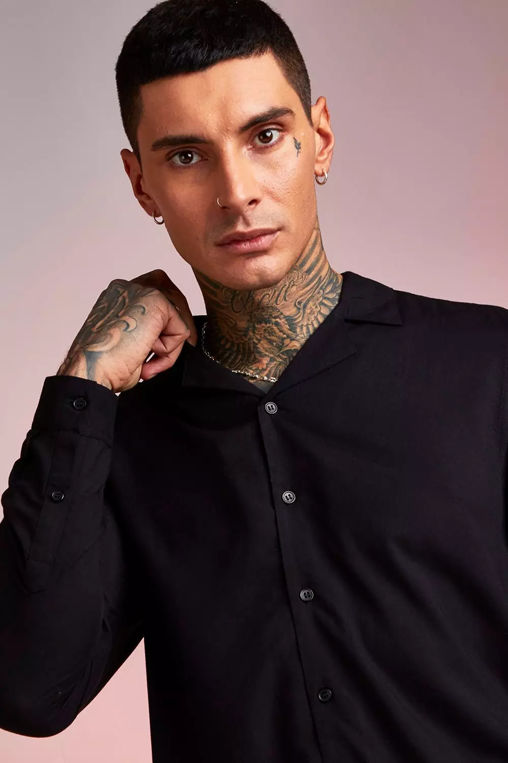 long sleeve revere collar shirt