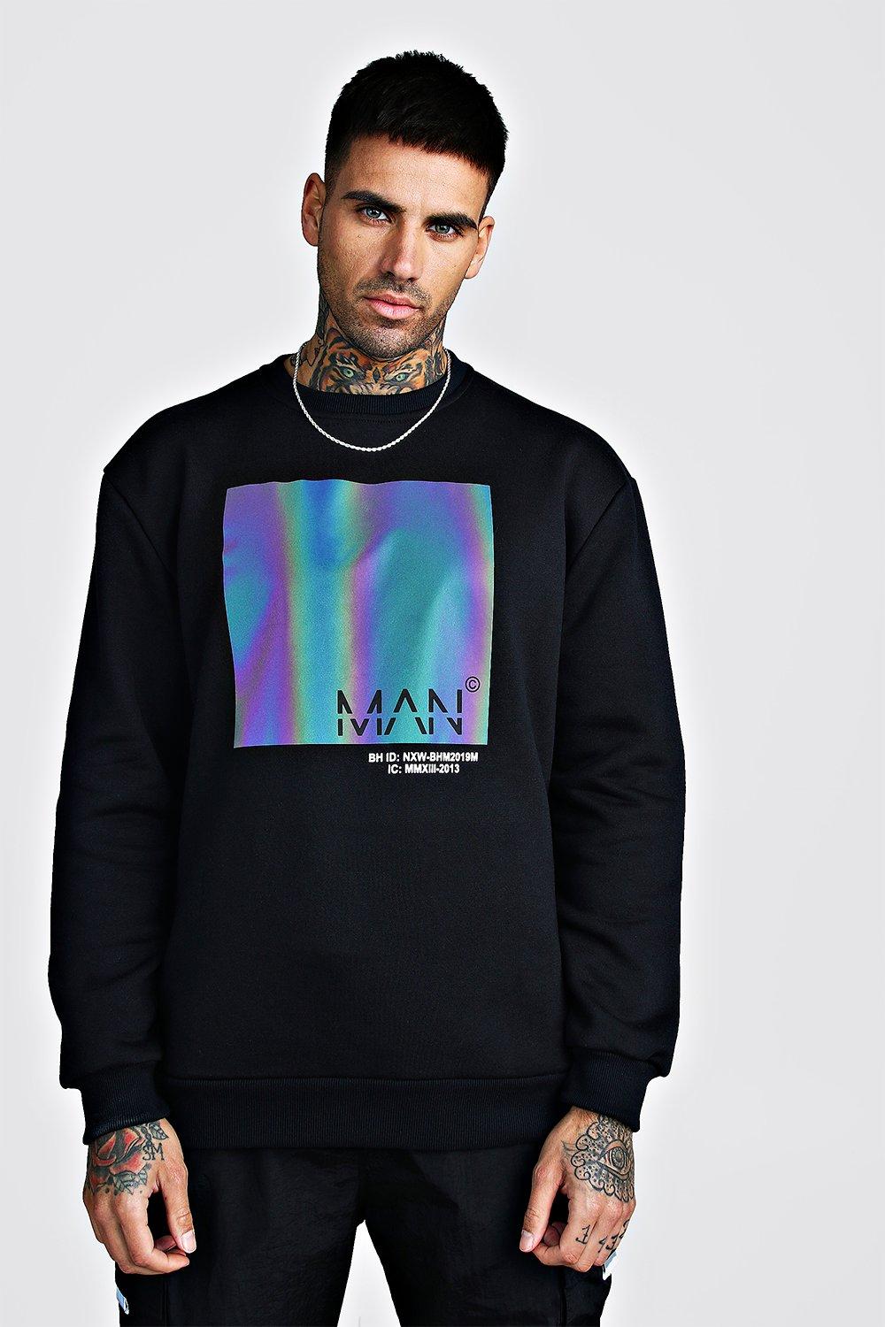 

Свободный свитер MAN с радужным принтом, Black