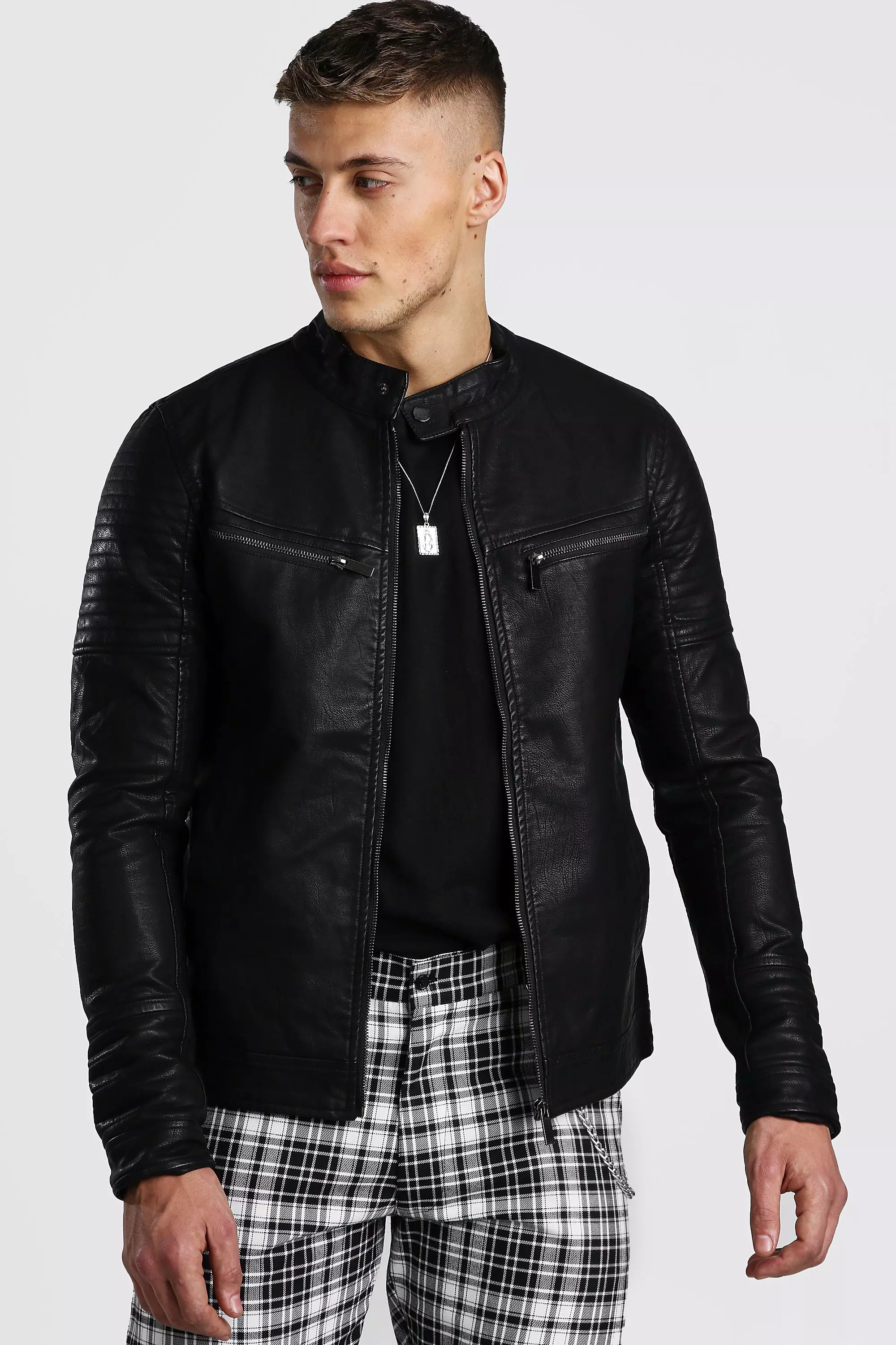 Faux leather fitted clearance jacket