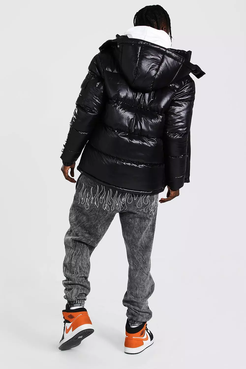 Boohooman high 2025 shine puffer jacket