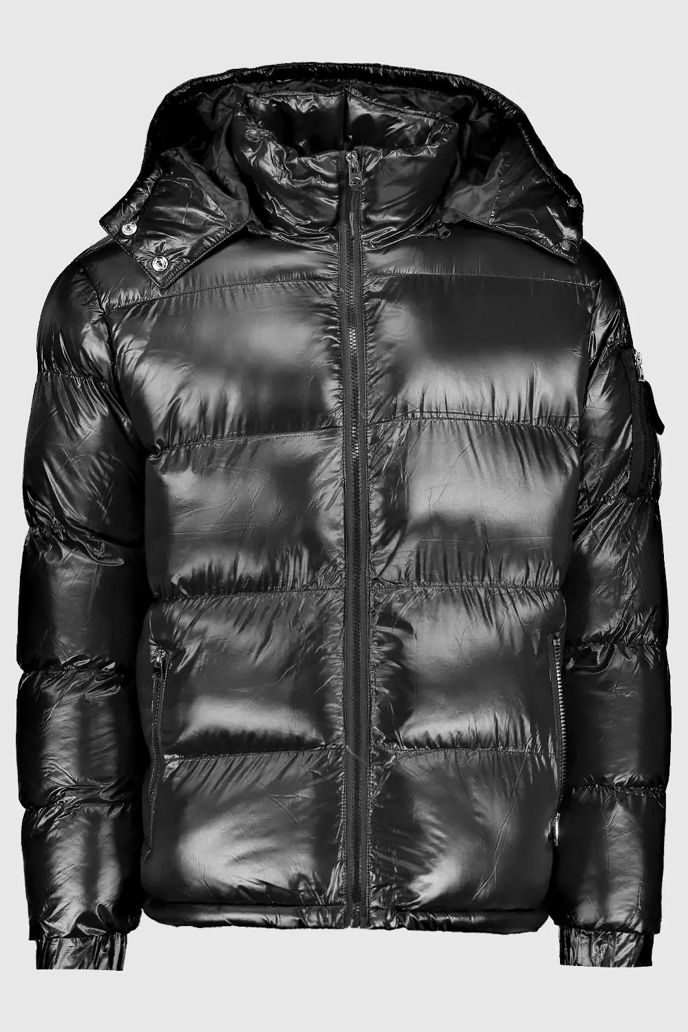 High Shine Hooded Puffer Jacket