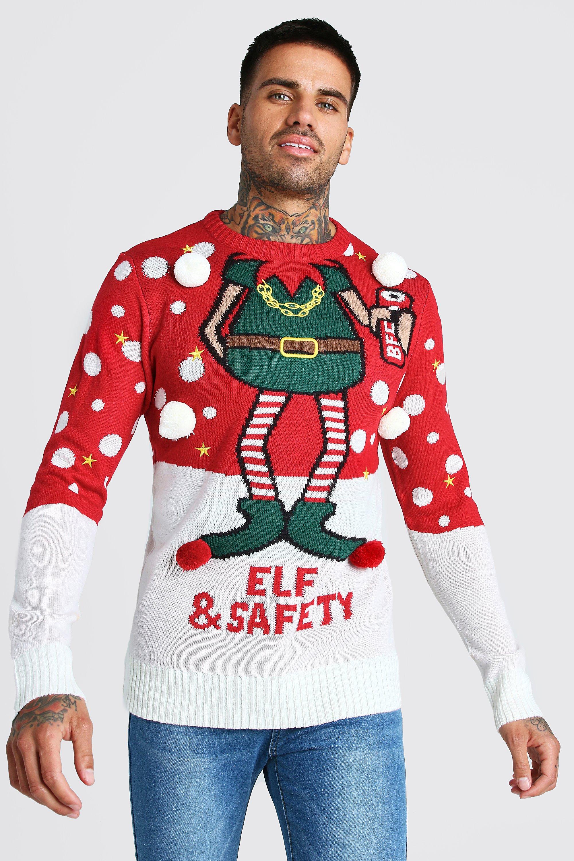 

Elf & Safety Christmas Jumper, Red