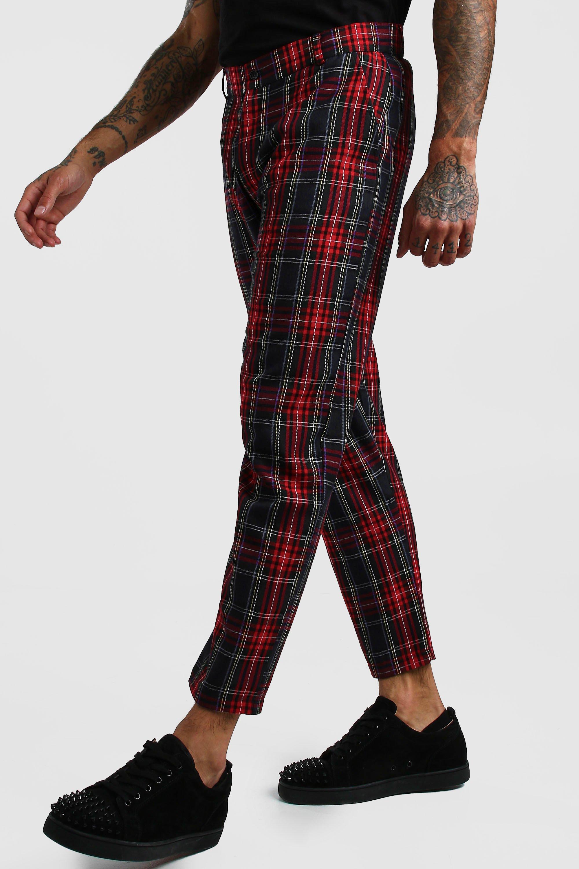 boohooman tartan trousers