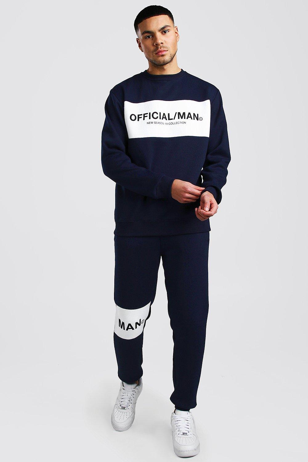 boohooman navy tracksuit