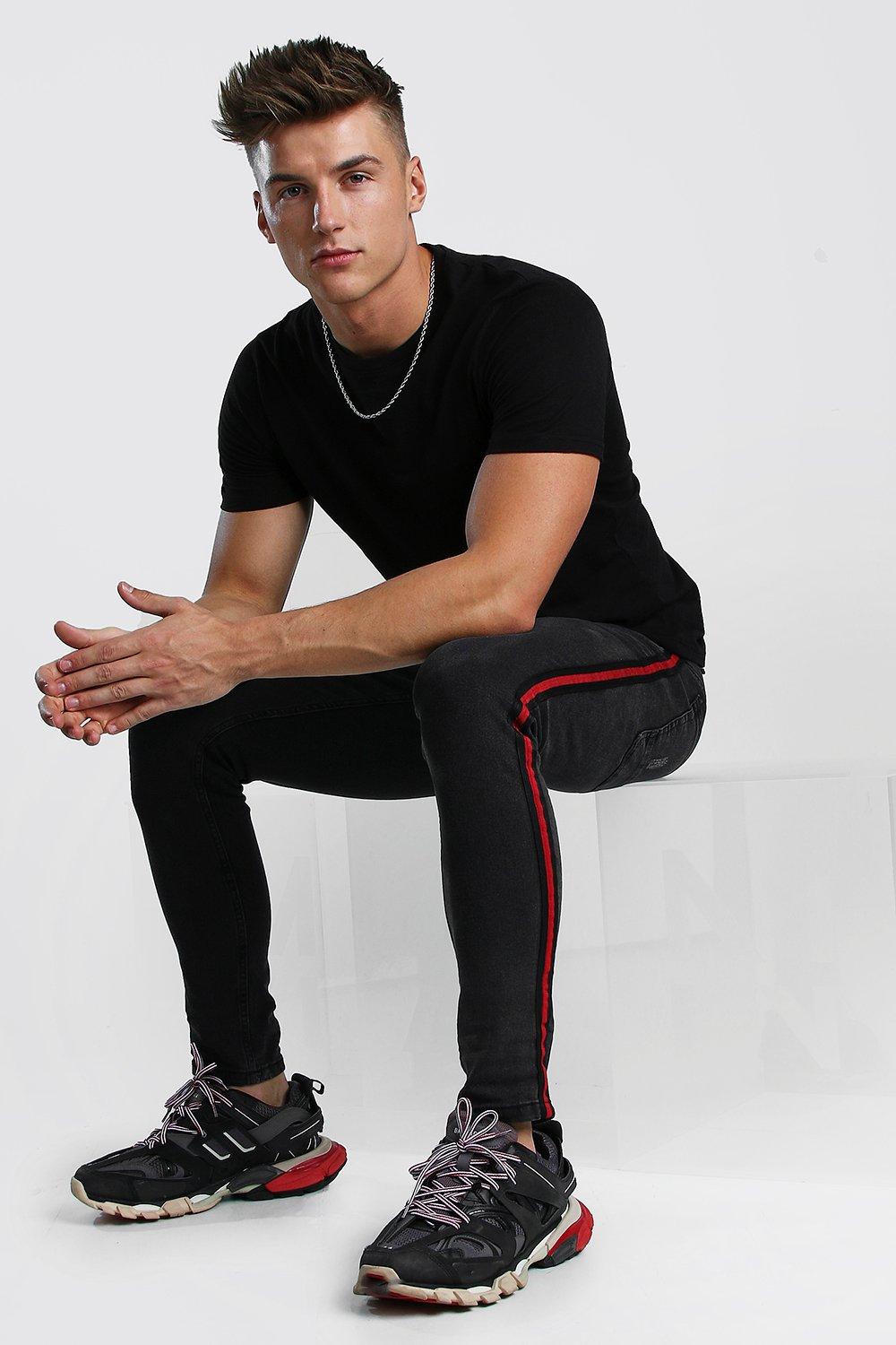 side tape skinny jeans