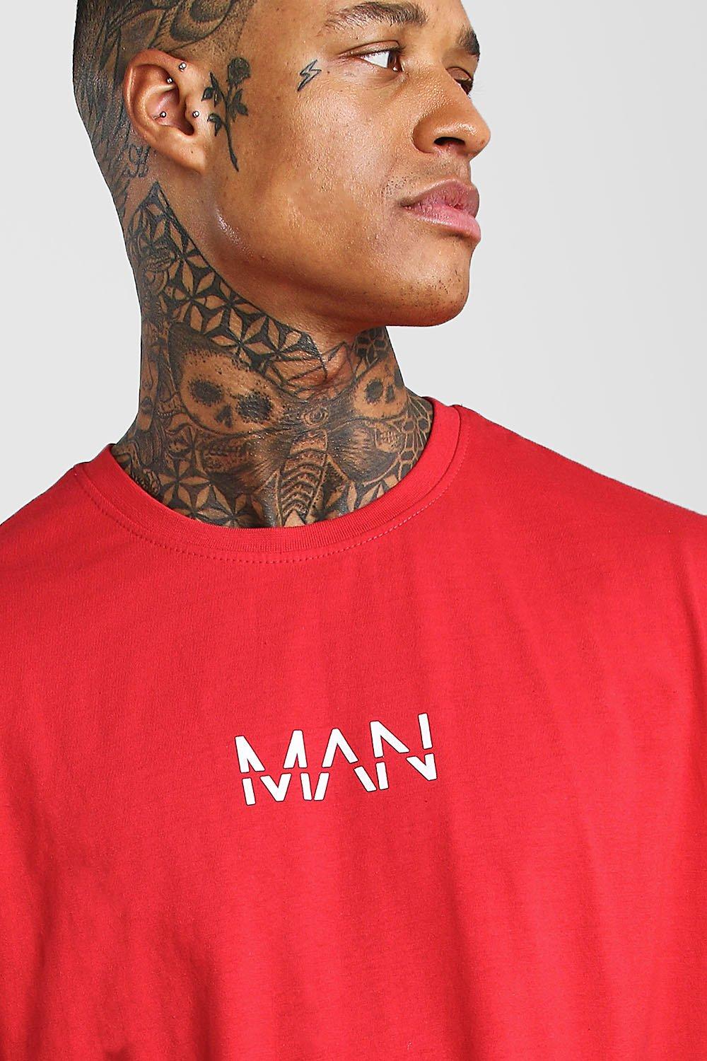 

Оригинальная футболка свободного размера с надписью из коллекции MAN, Fire red