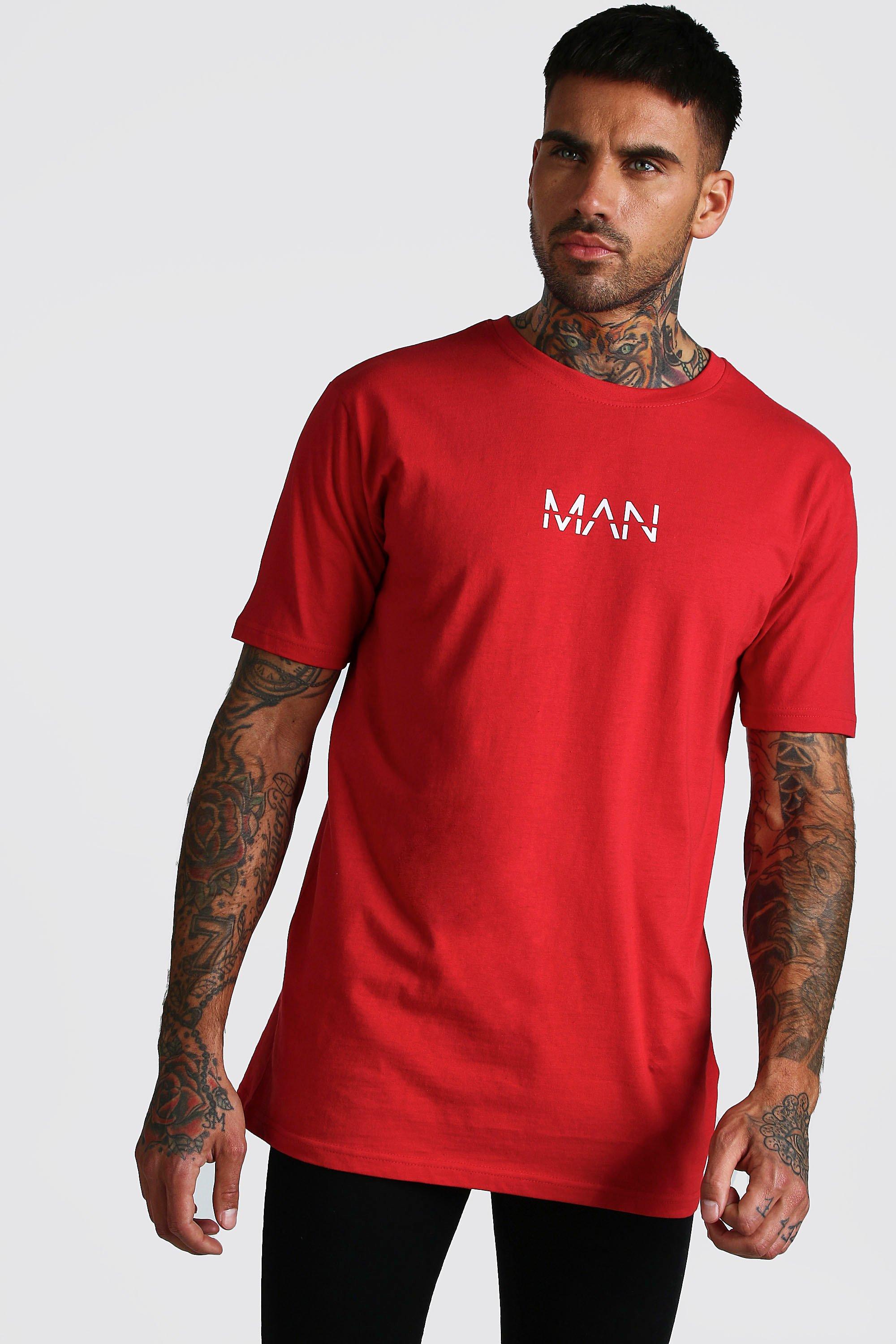 

Оригинальная удлиненная футболка MAN, Fire red