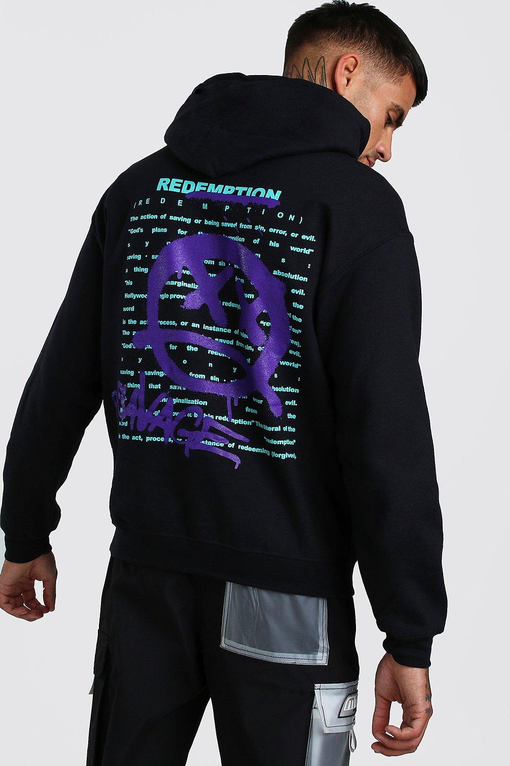 black hoodie back print